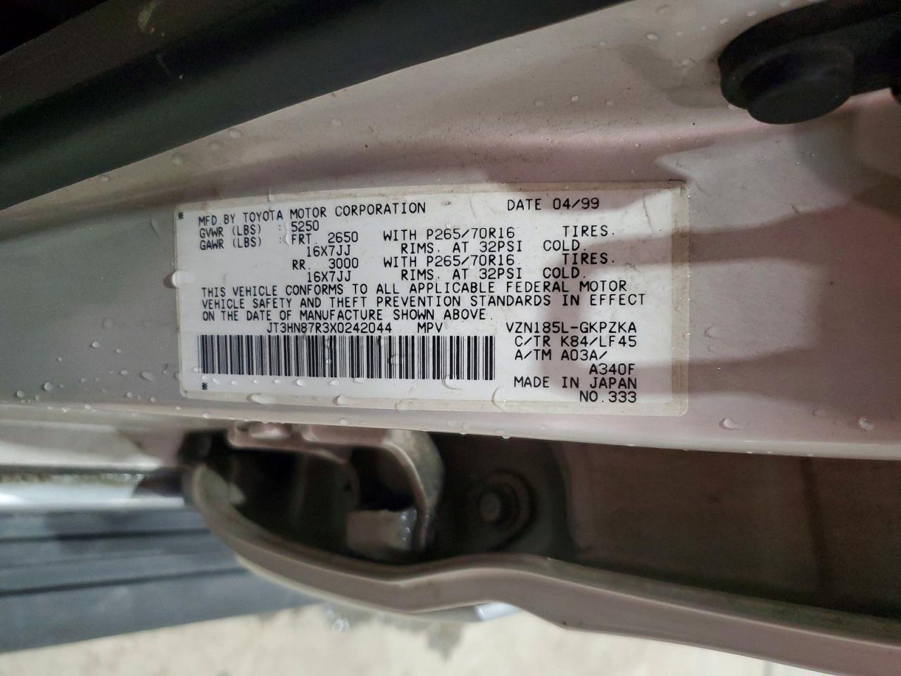 1999 Toyota 4runner Limited Silver vin: JT3HN87R3X0242044