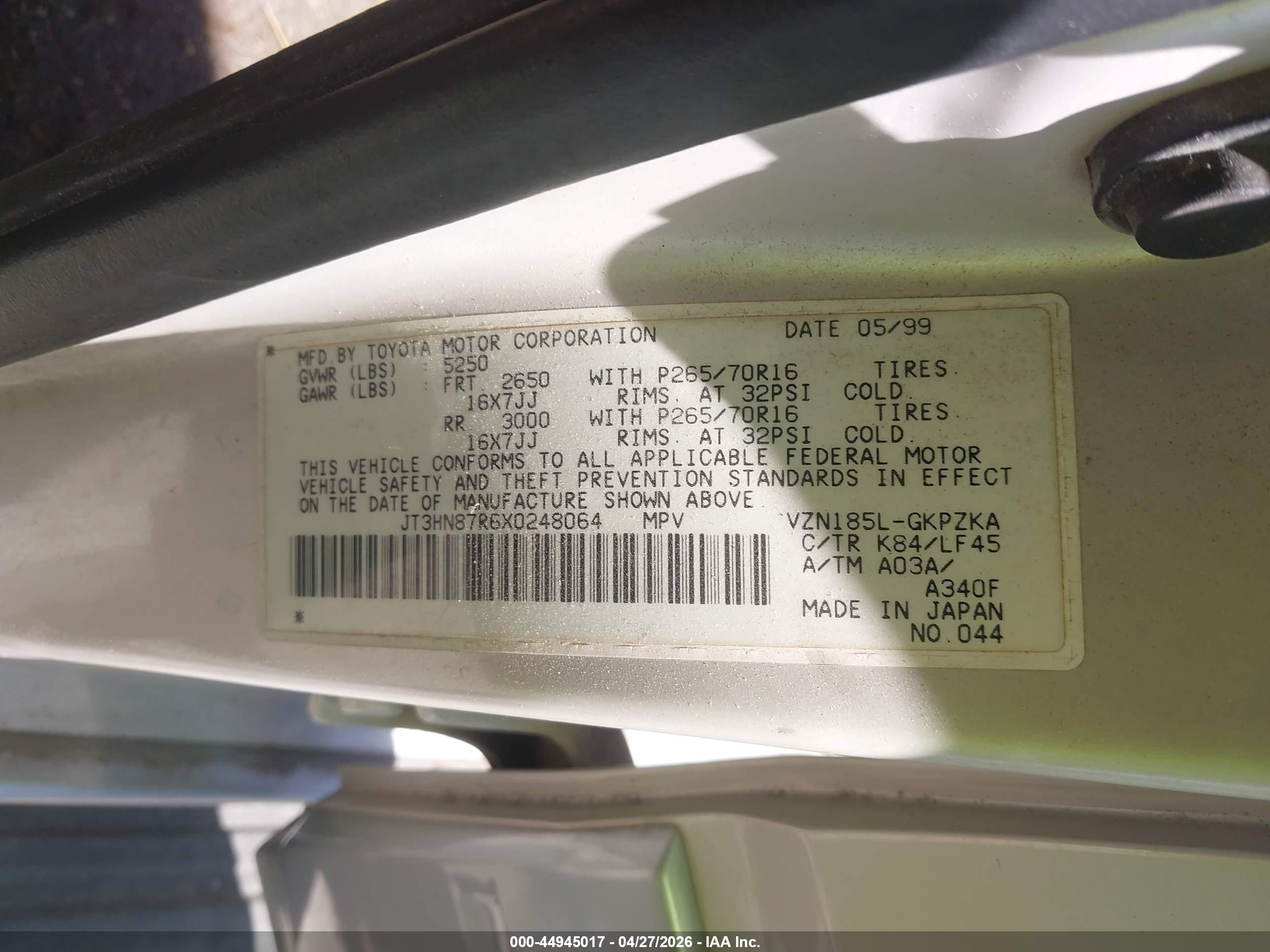 1999 Toyota 4runner Limited V6 Gold vin: JT3HN87R6X0248064
