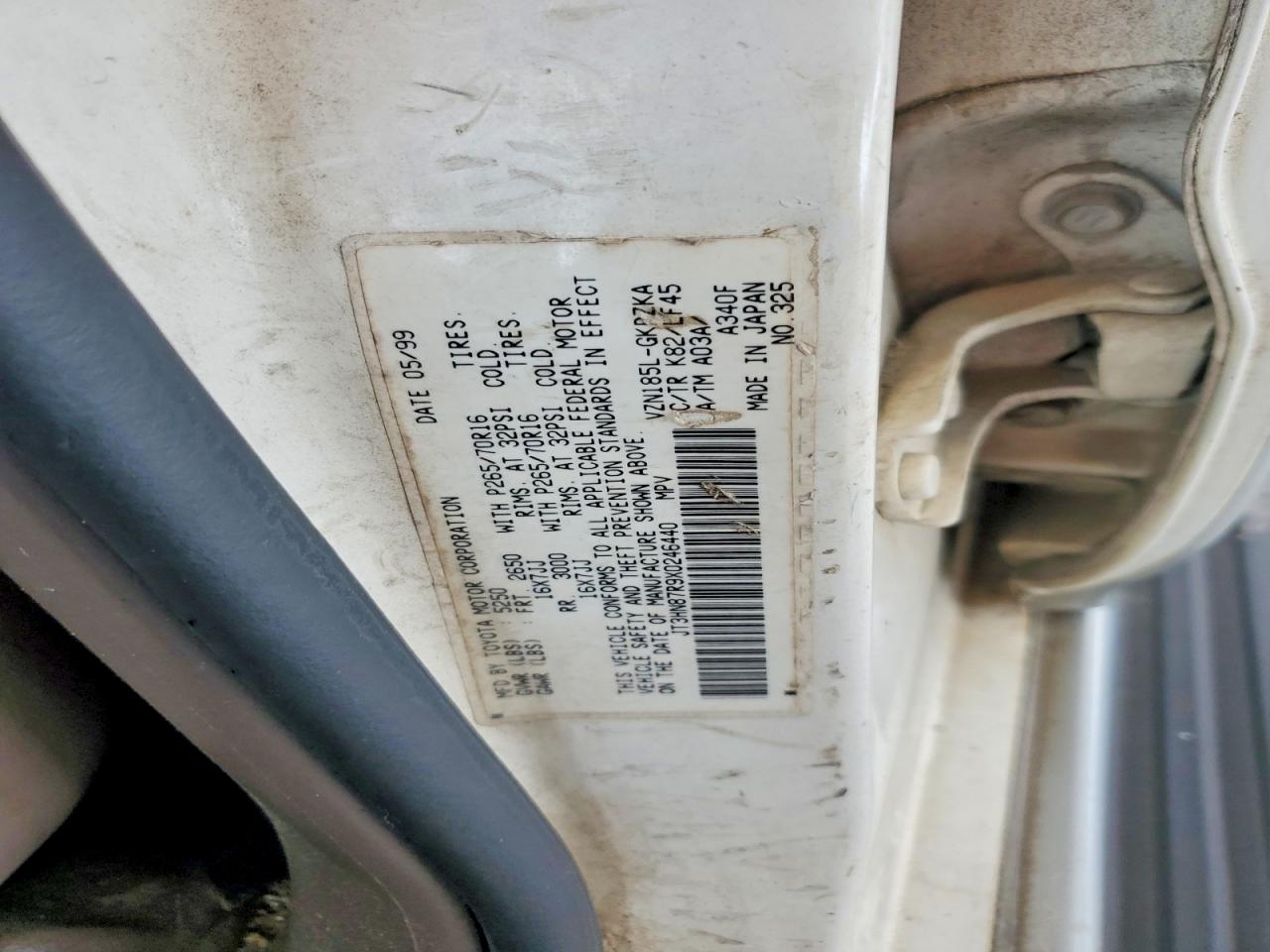 1999 Toyota 4runner Limited White vin: JT3HN87R9X0246440