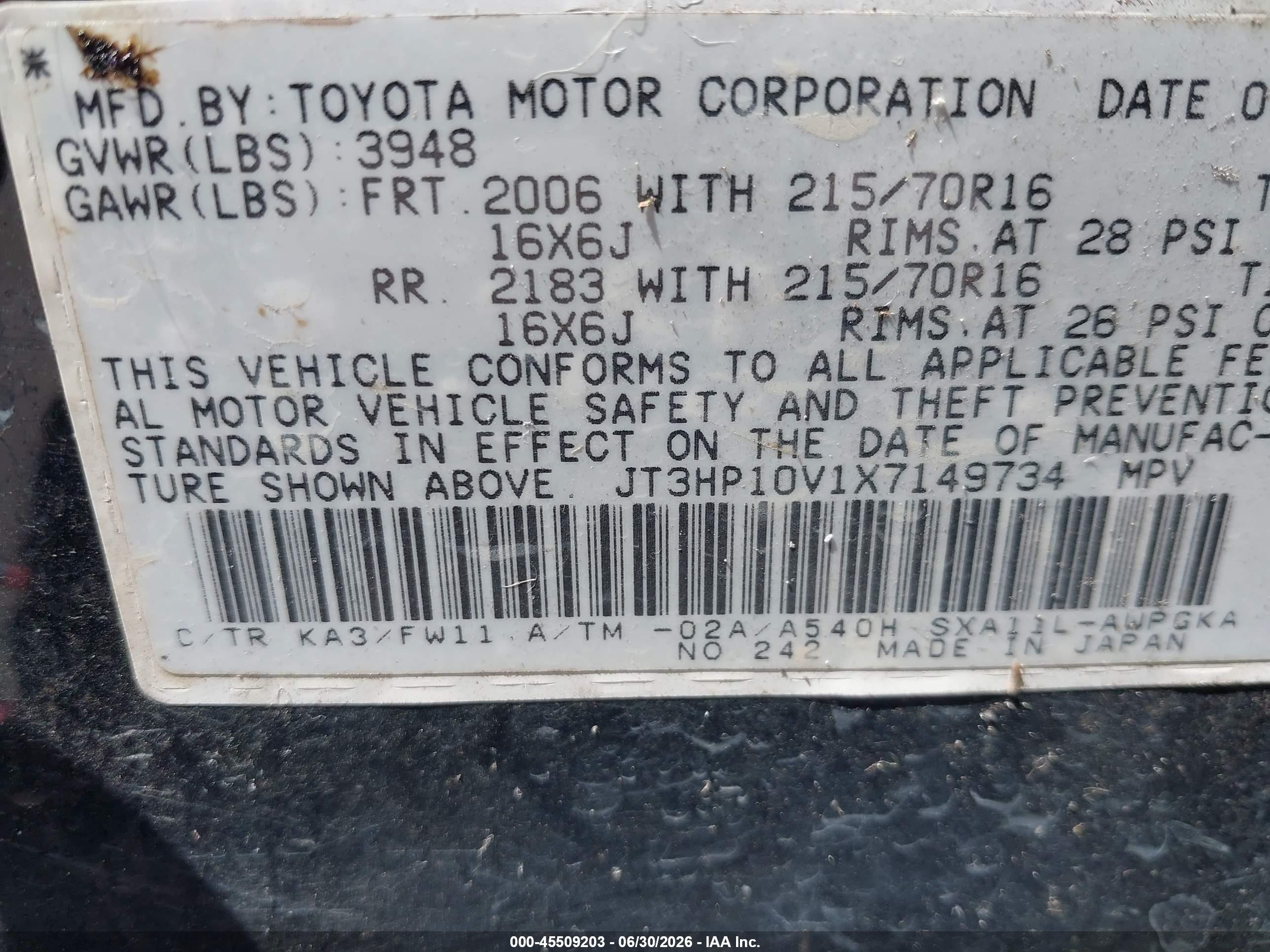 1999 Toyota Rav4   Black vin: JT3HP10V1X7149734