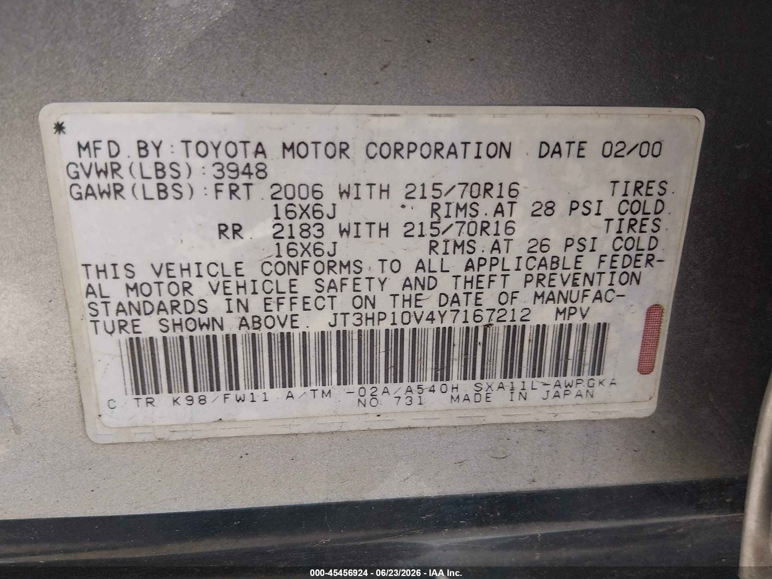 2000 Toyota Rav4   Silver vin: JT3HP10V4Y7167212