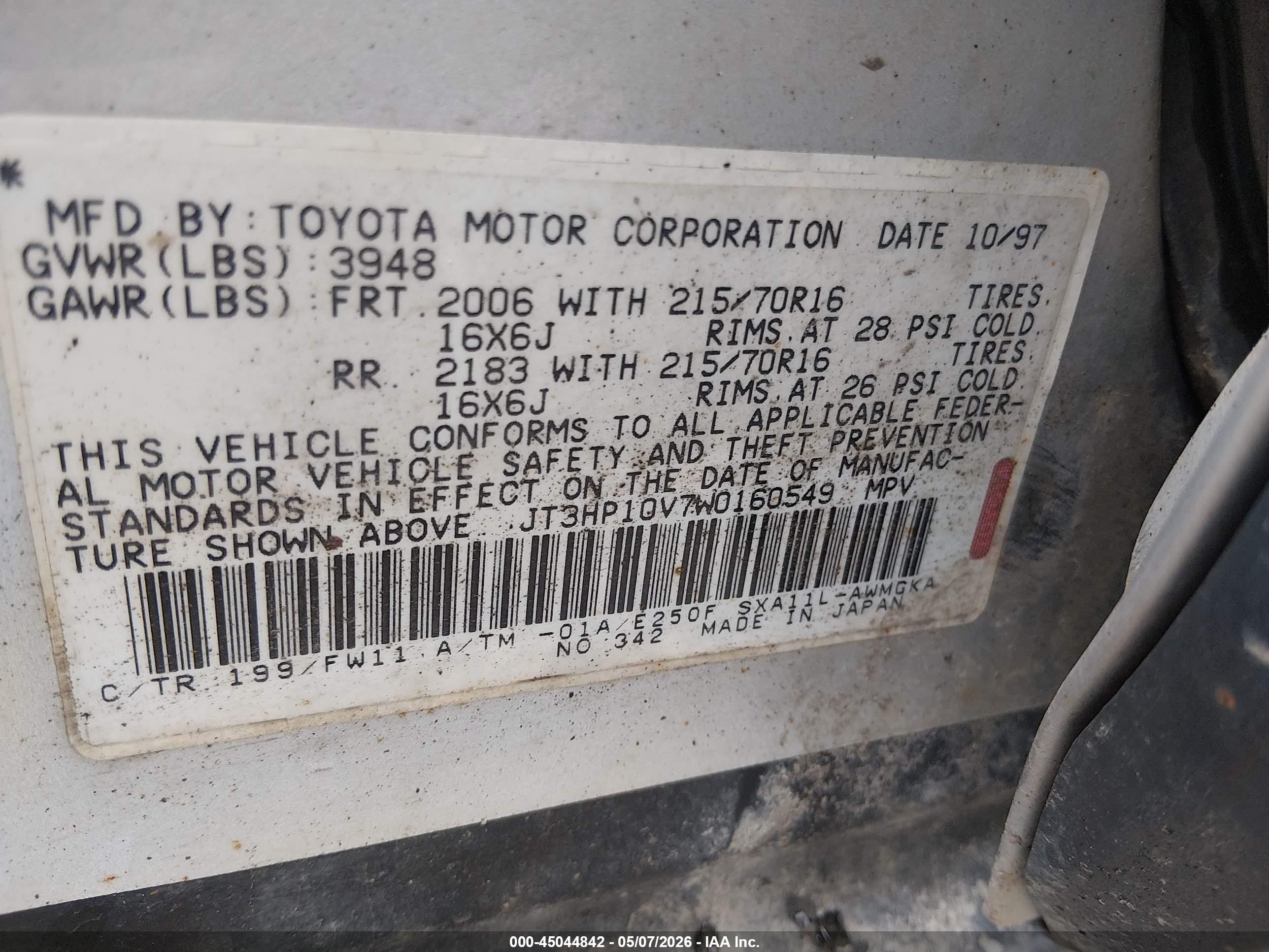 1998 Toyota Rav4   Silver vin: JT3HP10V7W0160549