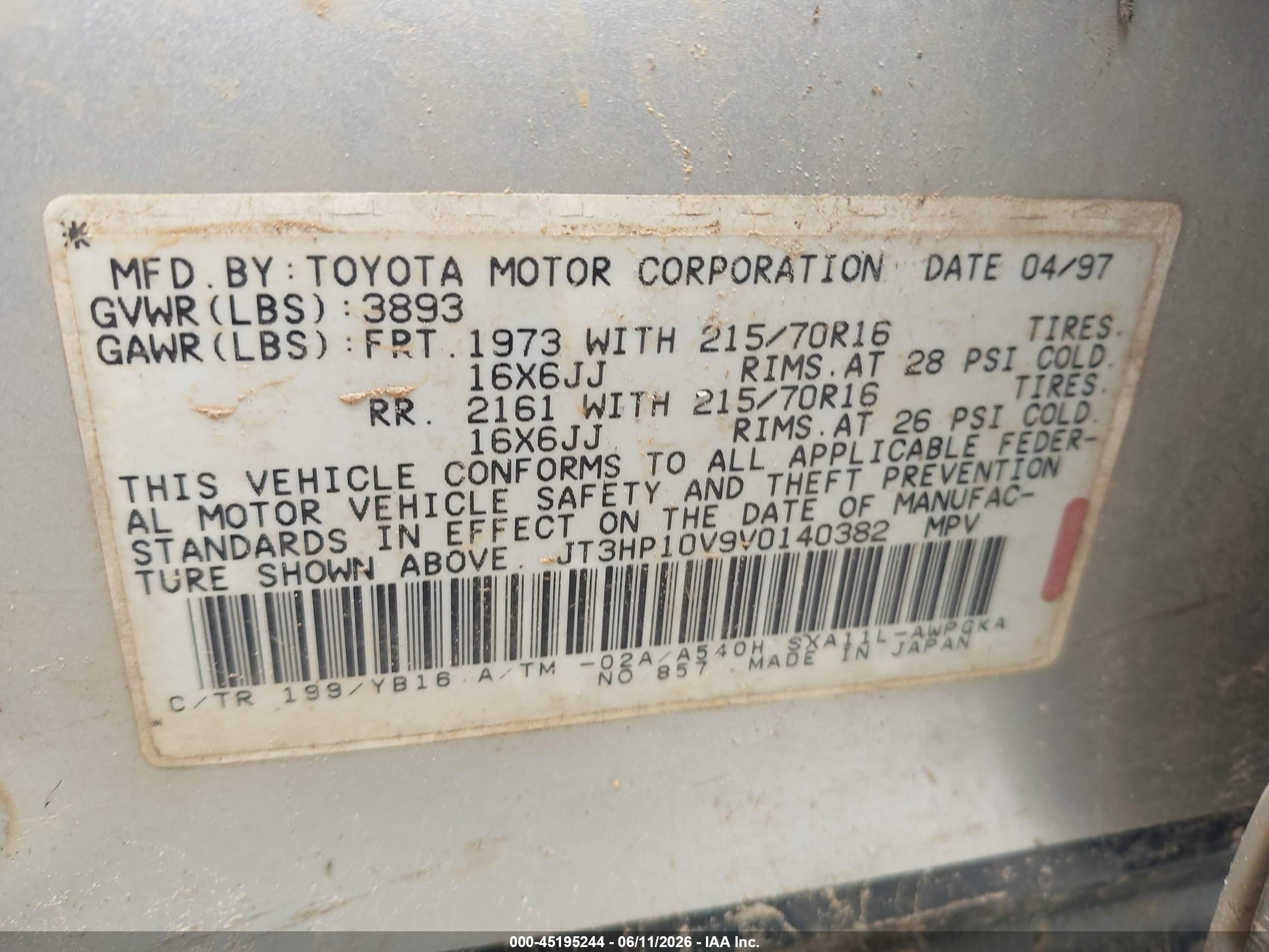 1997 Toyota Rav4   Silver vin: JT3HP10V9V0140382