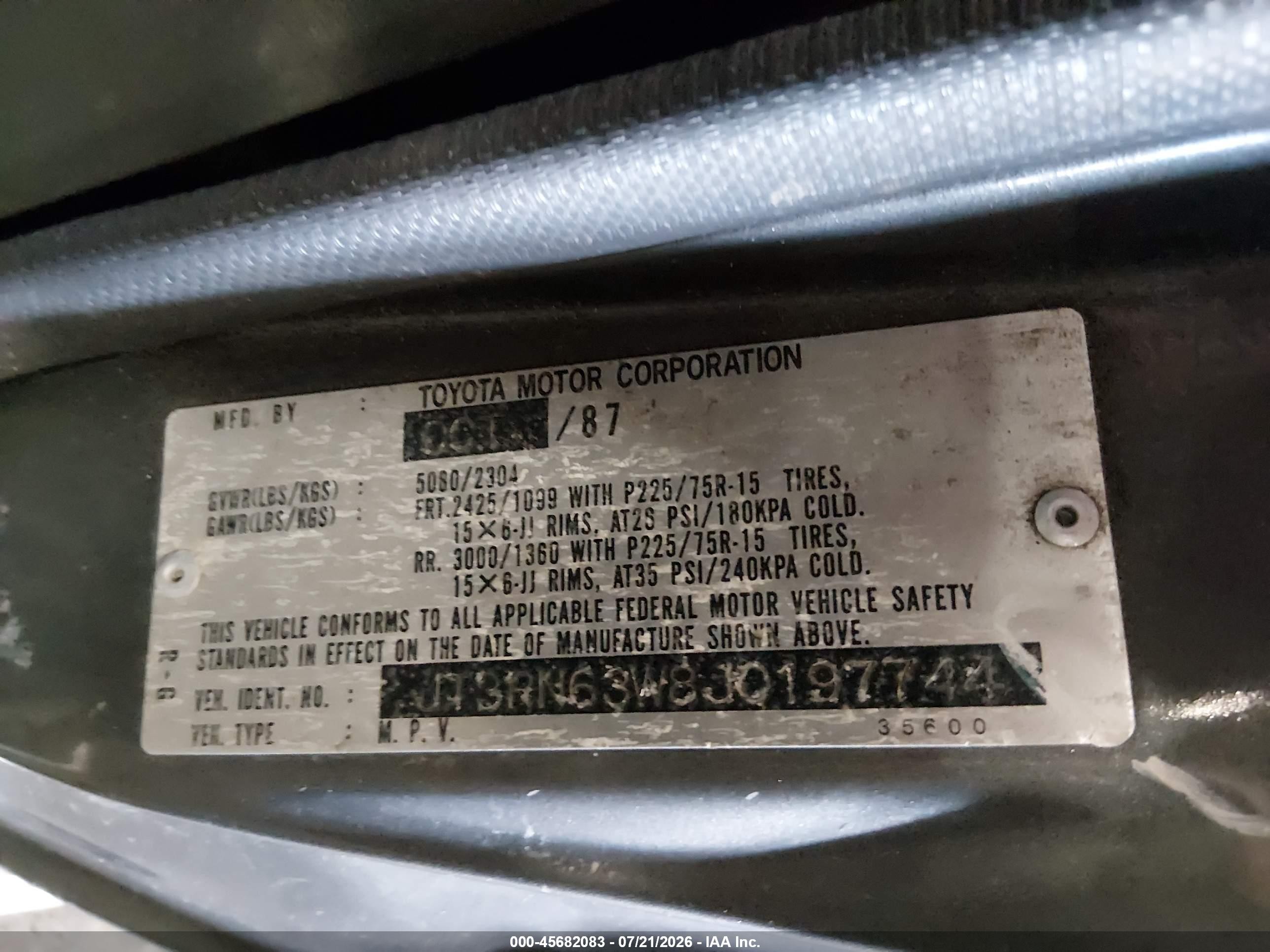 1988 Toyota 4runner Rn60 Gray vin: JT3RN63W8J0197744