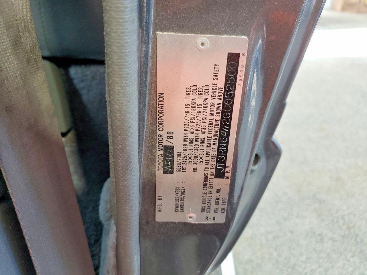 1986 Toyota 4runner Sr5 Gray vin: JT3RN64W2G0052500