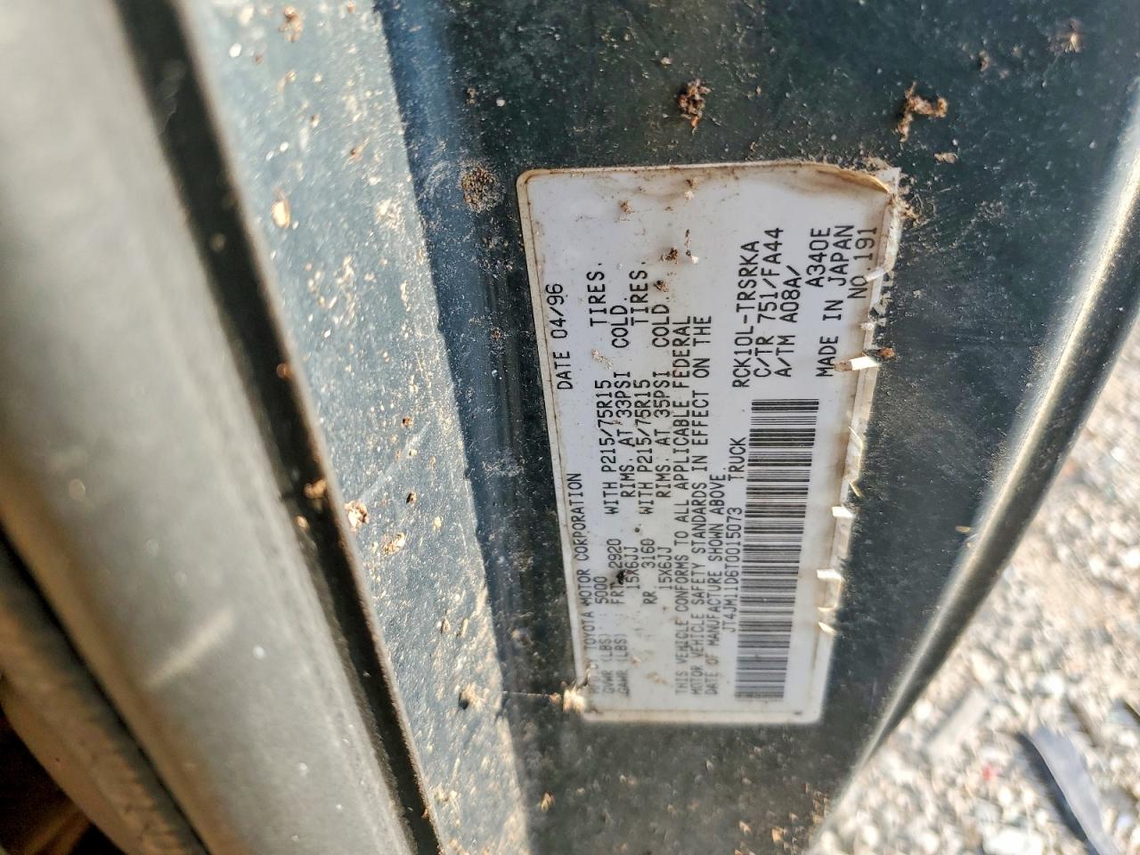 1996 Toyota T100 Base Green vin: JT4JM11D6T0015073