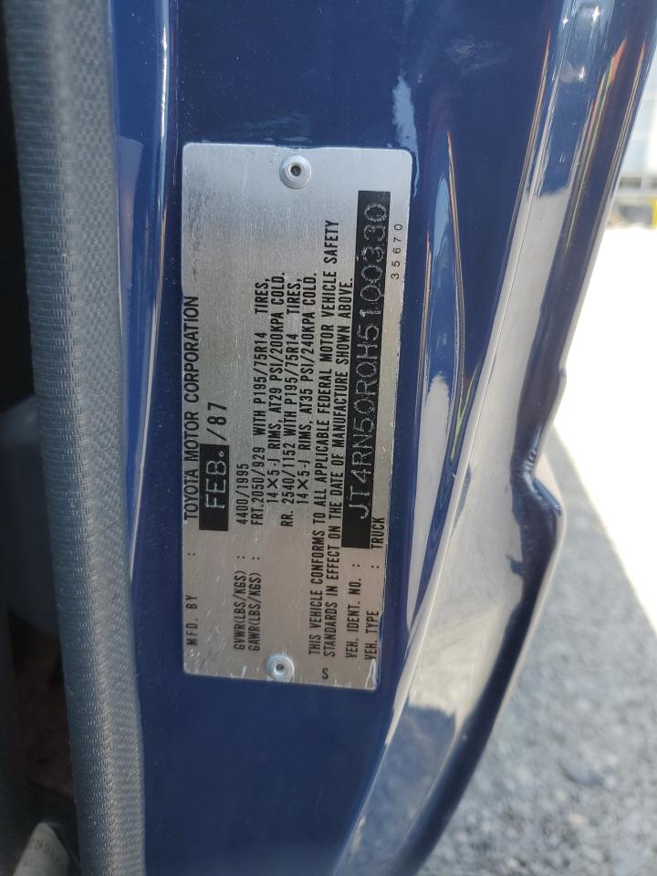 1987 Toyota Pickup 1/2 Ton Rn50 Blue vin: JT4RN50R0H5100330