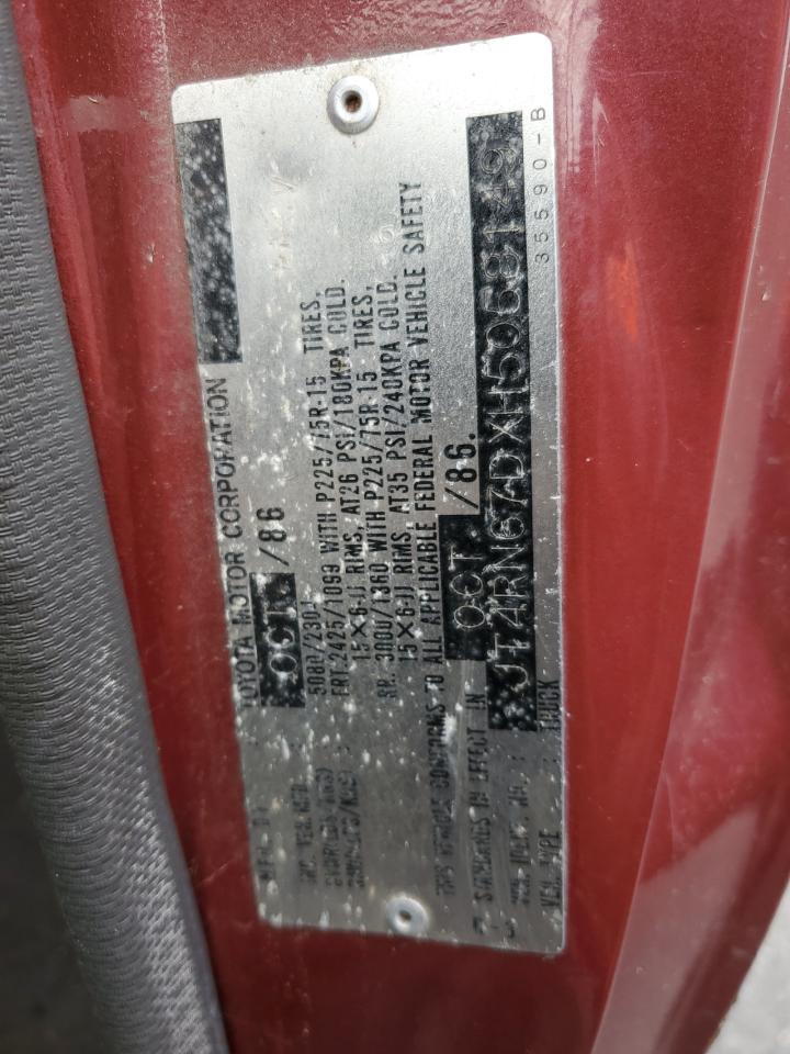 1987 Toyota Pickup Xtracab Rn67 Dlx Maroon vin: JT4RN67DXH5058149