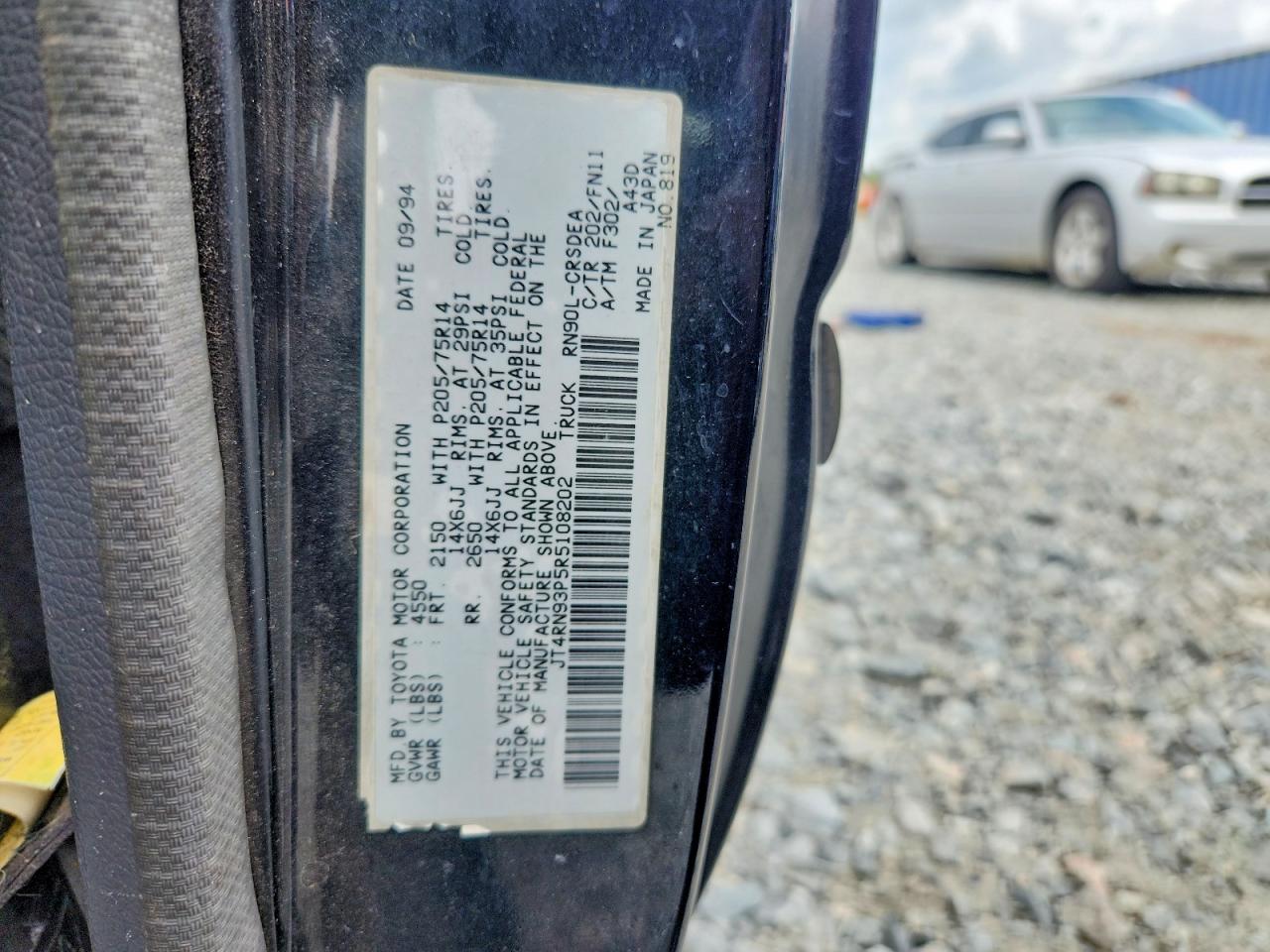 1994 Toyota Pickup Dx Black vin: JT4RN93P5R5108202