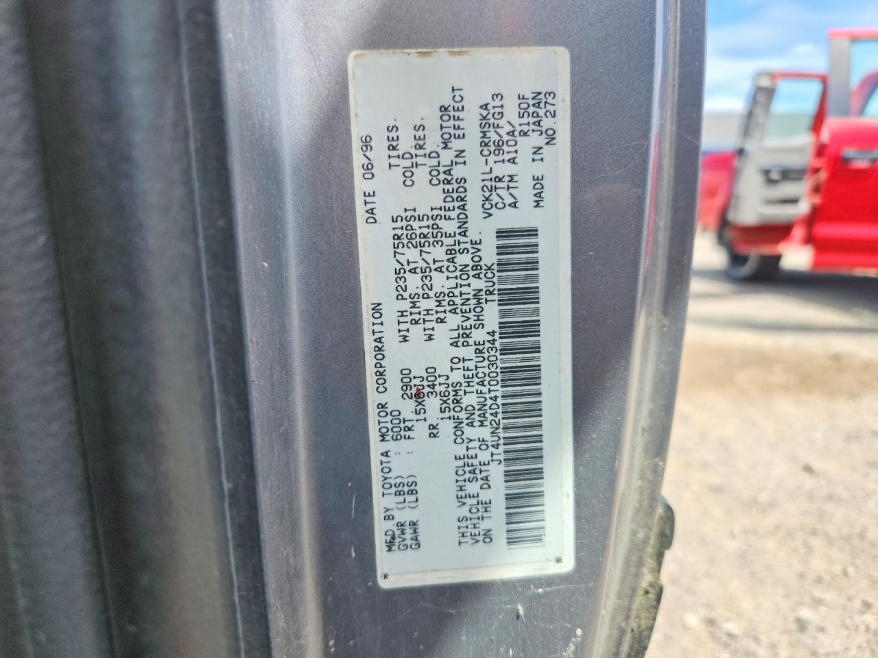 1996 Toyota T100 Xtracab Sr5 Gray vin: JT4UN24D4T0030344