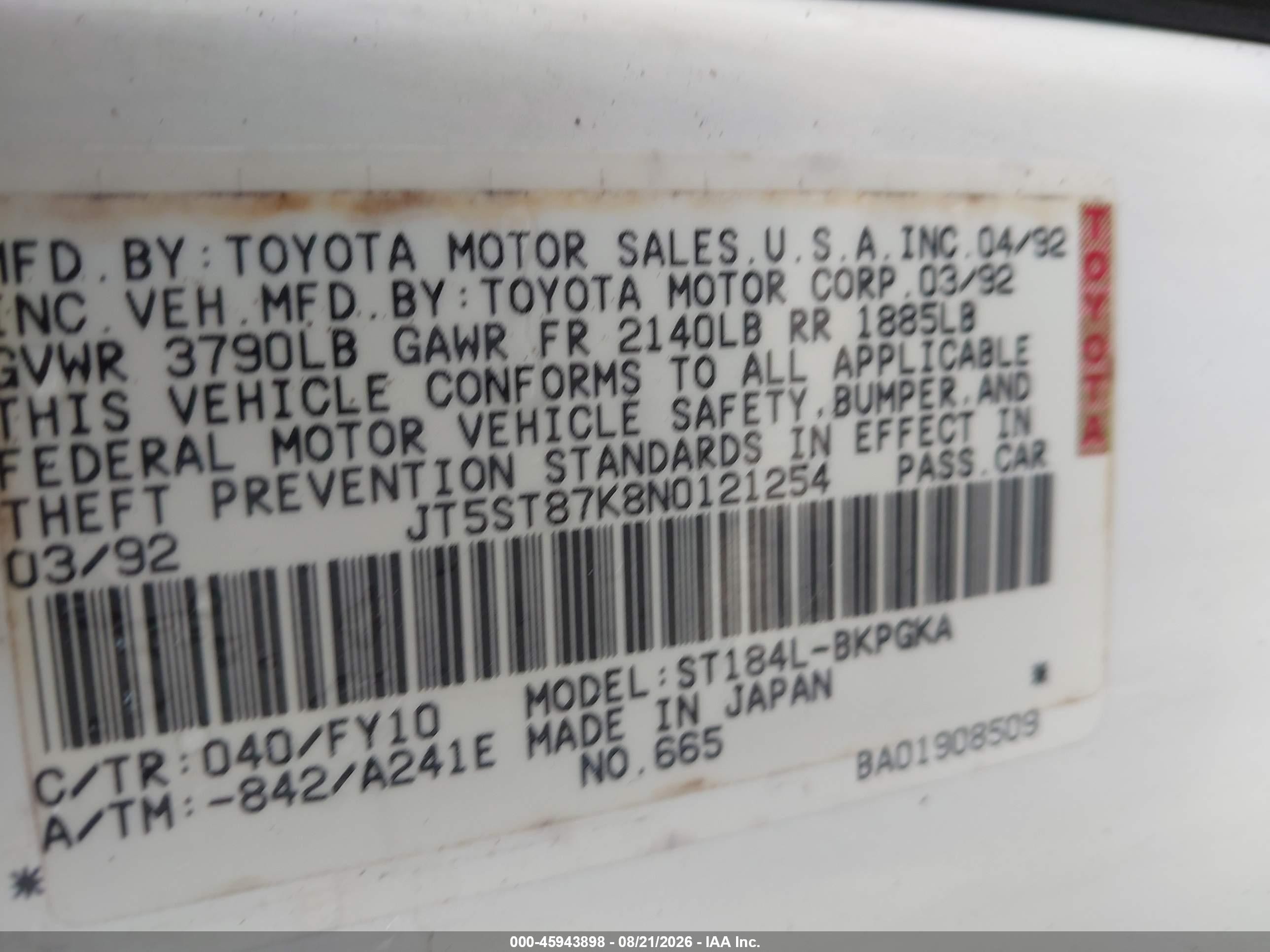 1992 Toyota Celica Gt White vin: JT5ST87K8N0121254