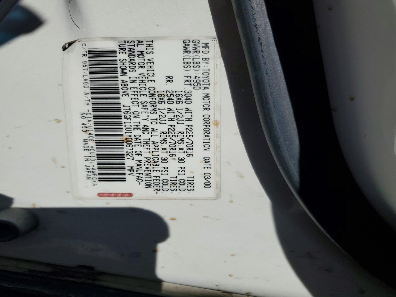 2000 Lexus Rx 300 Cream vin: JT6GF10U1Y0067327