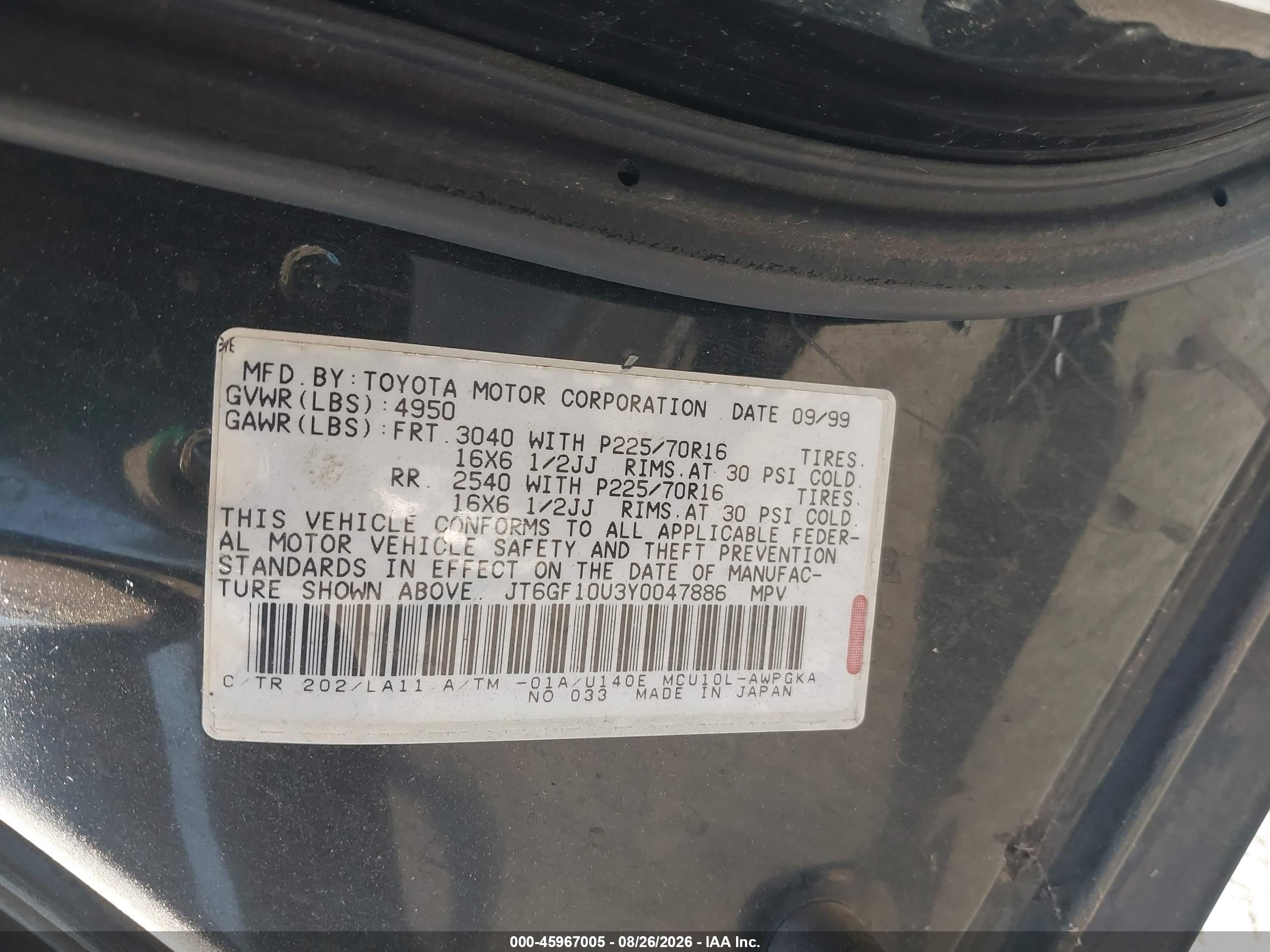 2000 Lexus Rx 300 Черный vin: JT6GF10U3Y0047886