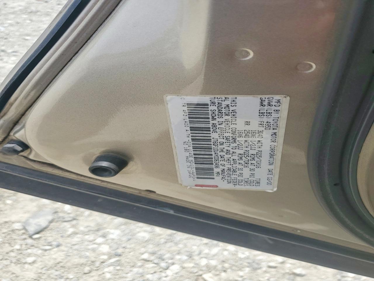 2000 Lexus Rx 300 Gold vin: JT6GF10U4Y0063496
