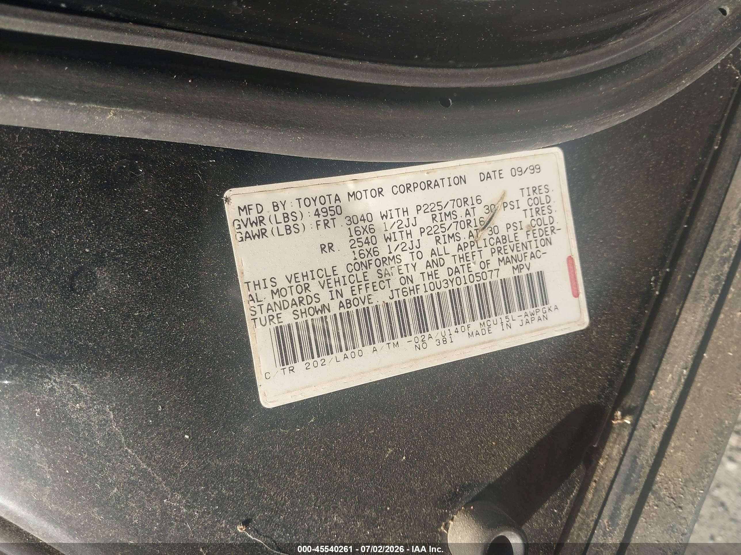 2000 Lexus Rx 300   Black vin: JT6HF10U3Y0105077