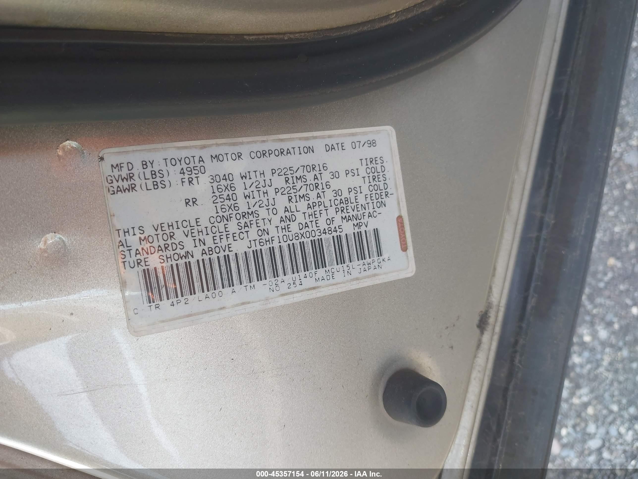 1999 Lexus Rx 300   Серебряный vin: JT6HF10U8X0034845