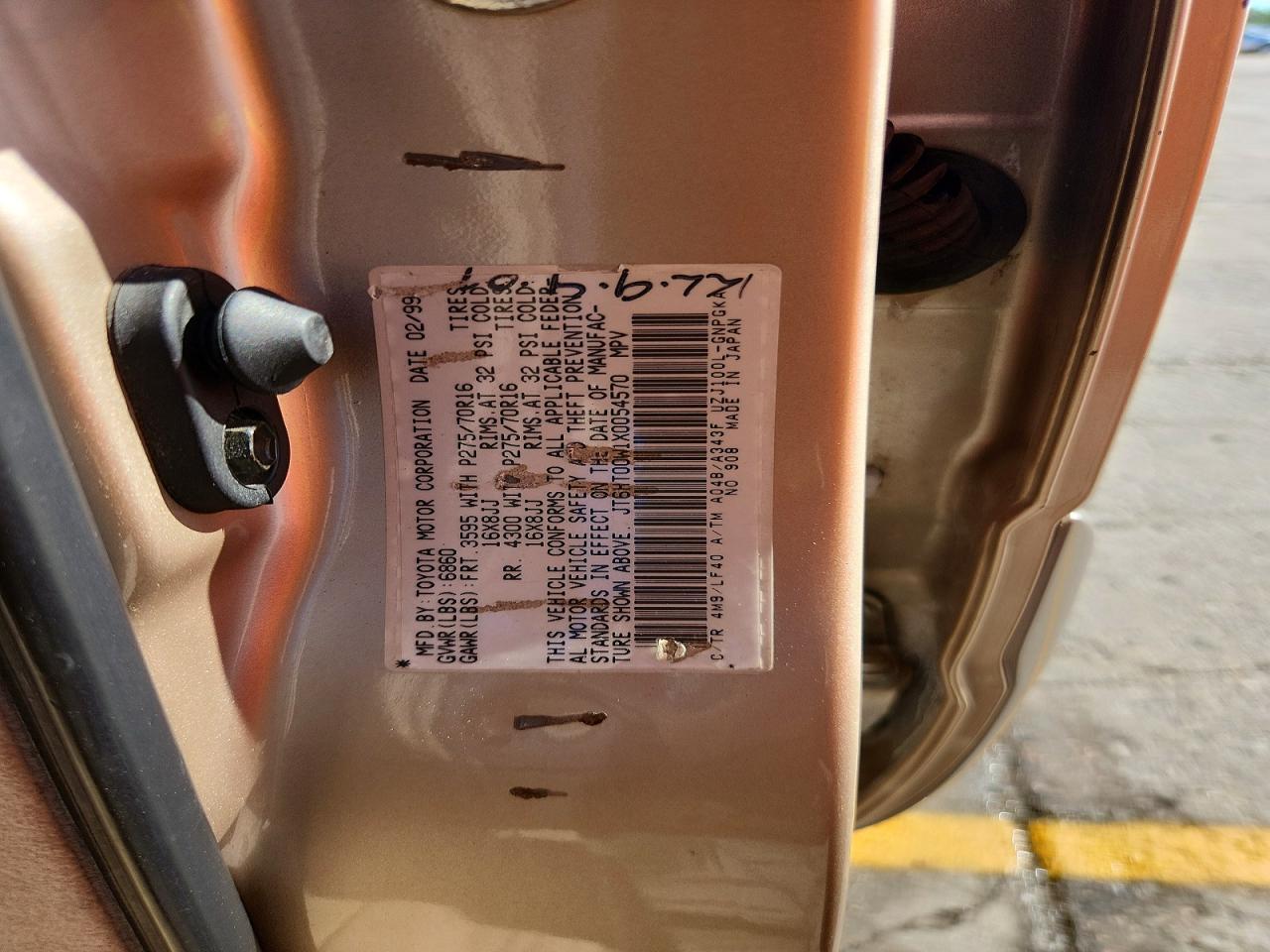 1999 Lexus Lx 470 Gold vin: JT6HT00W1X0054570
