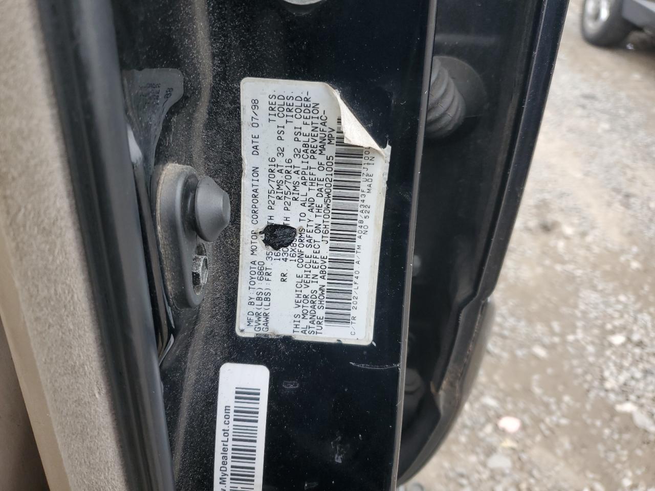 1998 Lexus Lx 470 Черный vin: JT6HT00W5W0021005