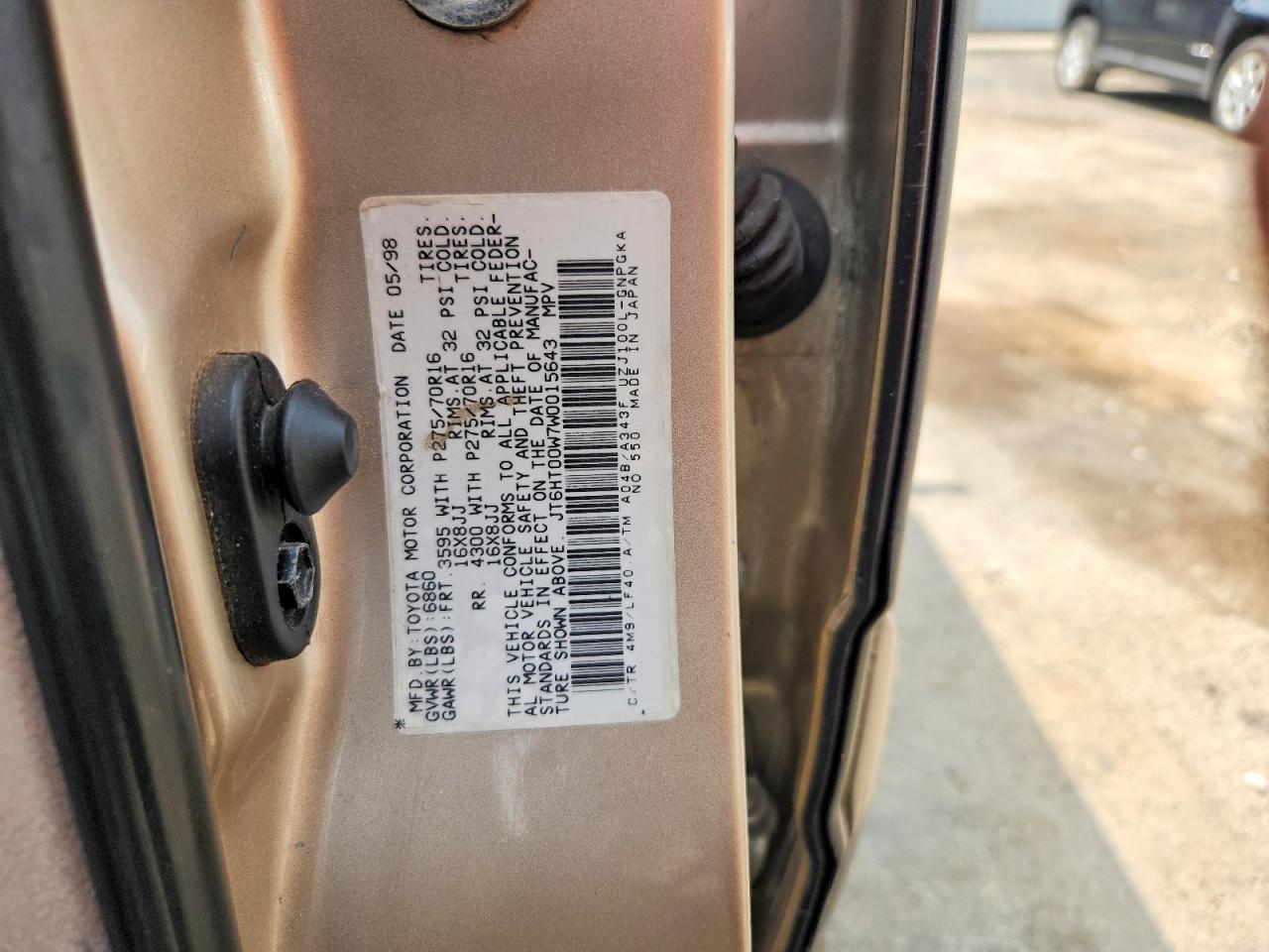 1998 Lexus Lx 470 Gold vin: JT6HT00W7W0015643