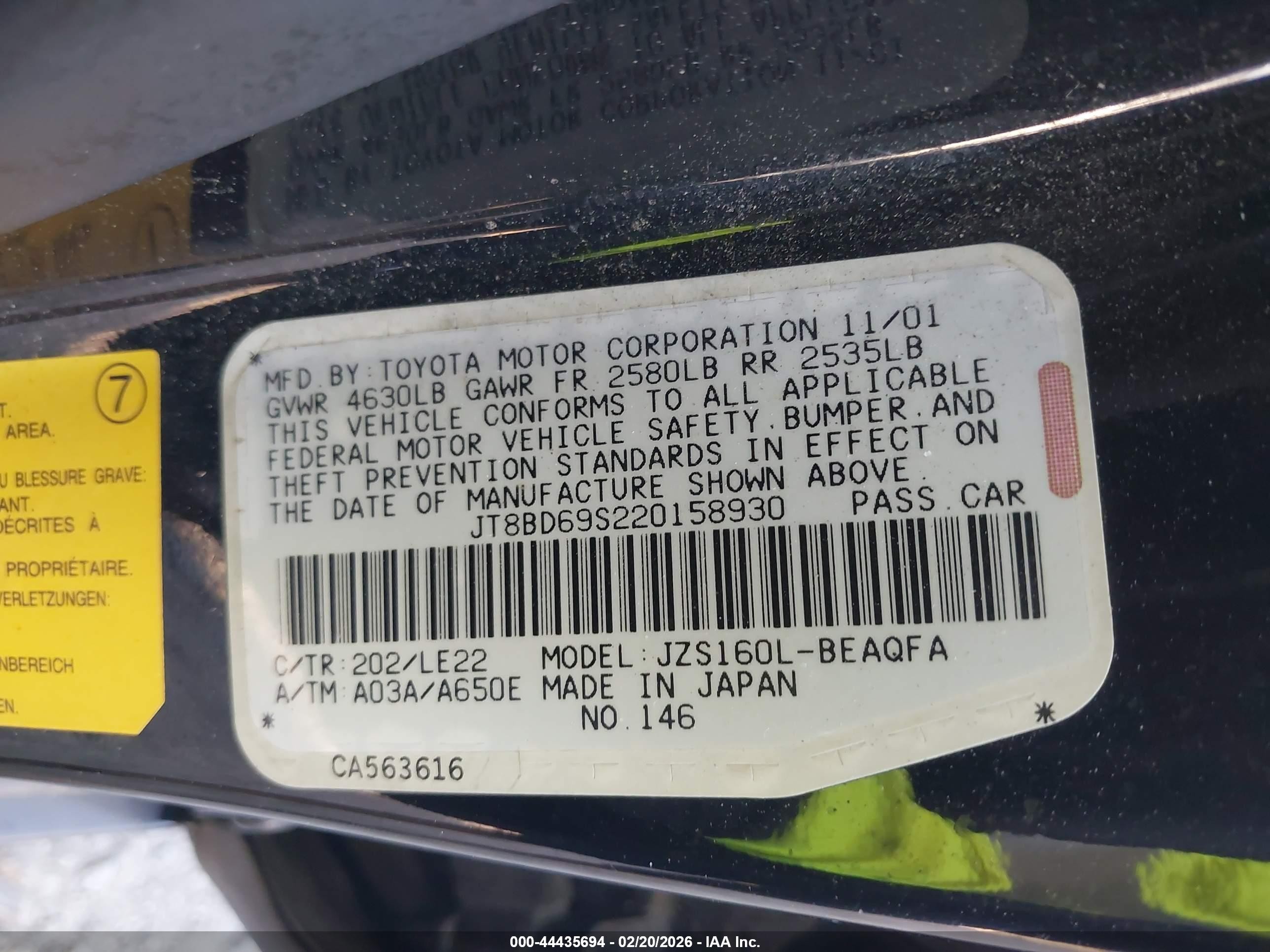 2002 Lexus Gs 300   Черный vin: JT8BD69S220158930