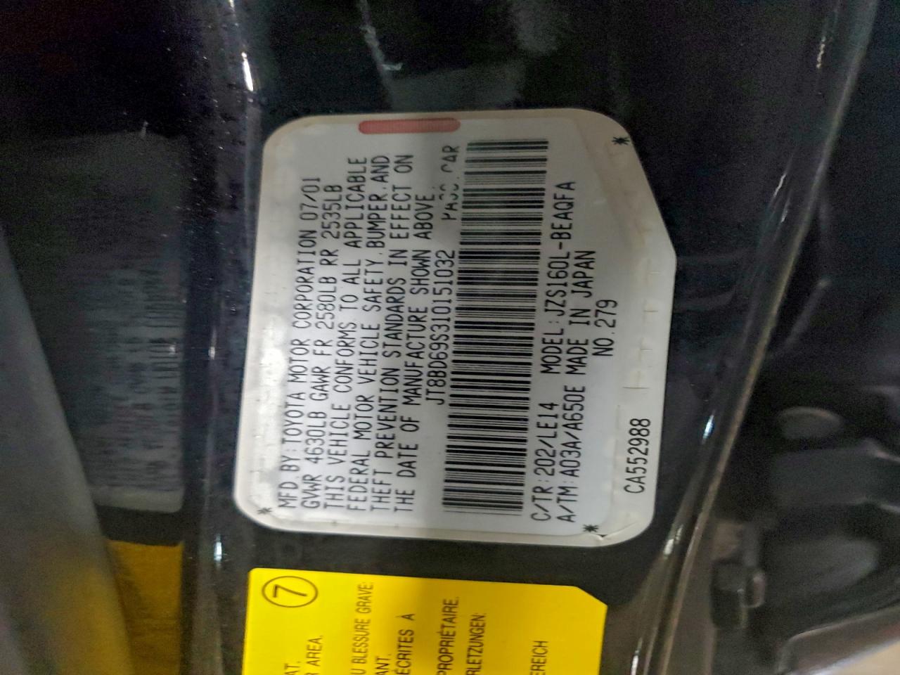 2001 Lexus Gs 300 Black vin: JT8BD69S310151032