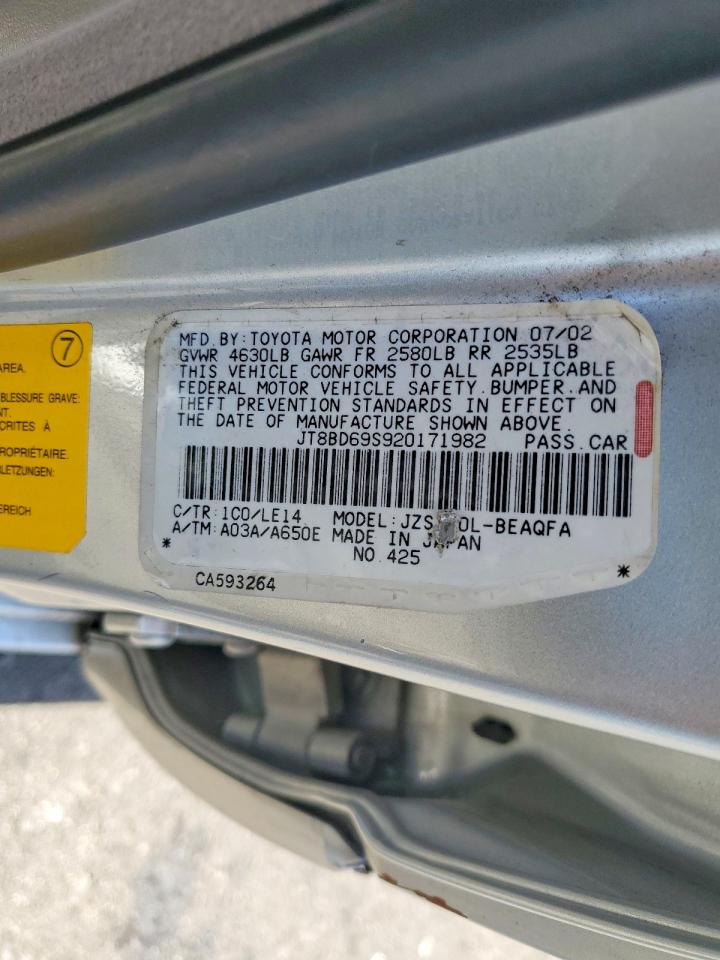 2002 Lexus Gs 300 Silver vin: JT8BD69S920171982
