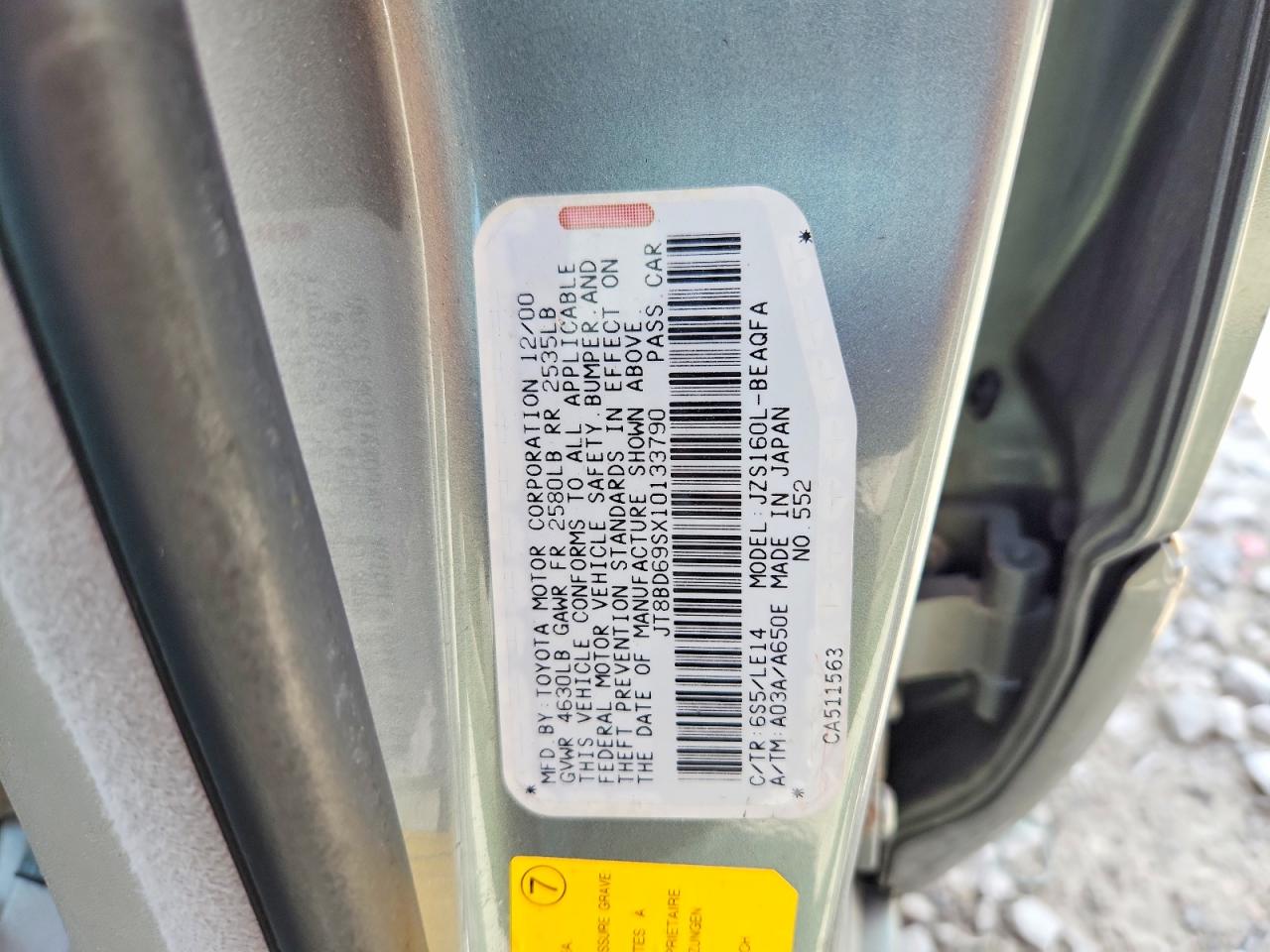 2001 Lexus Gs 300 Green vin: JT8BD69SX10133790