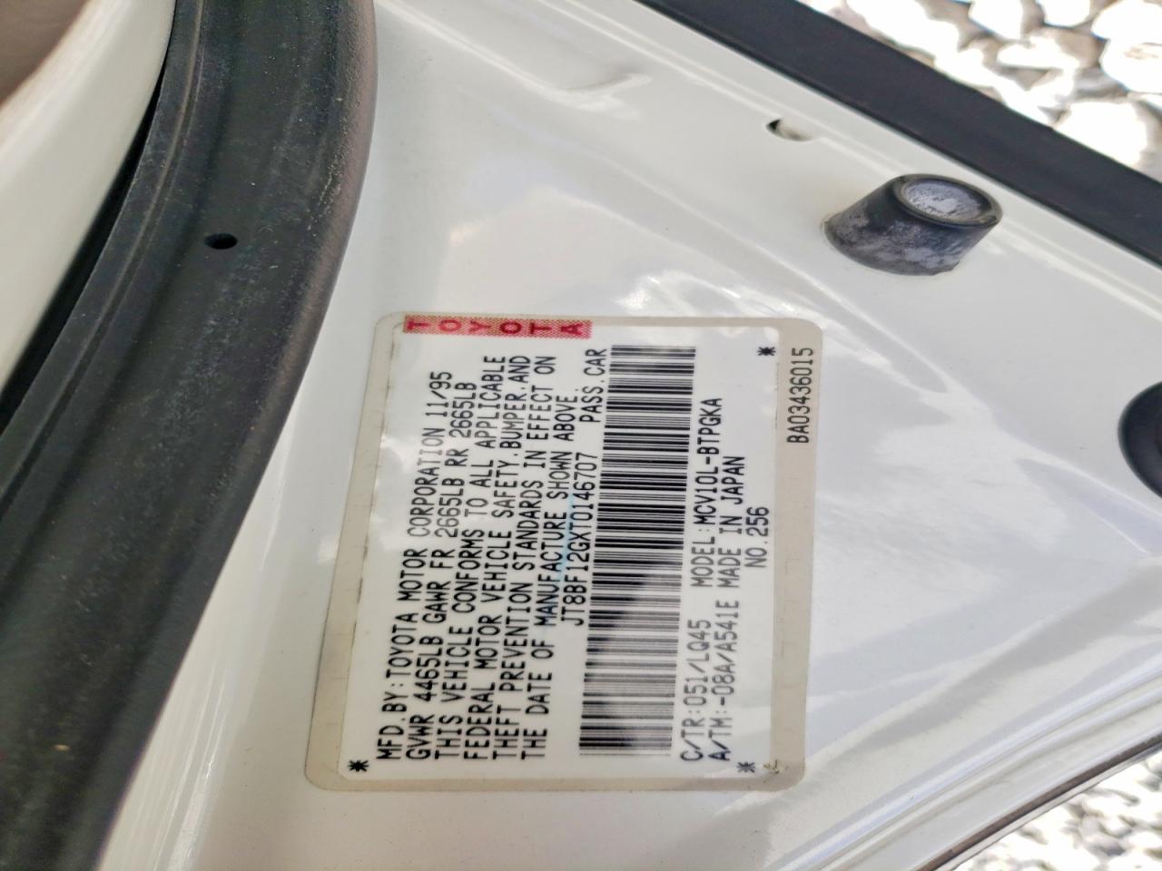 1996 Lexus Es 300 White vin: JT8BF12GXT0146707