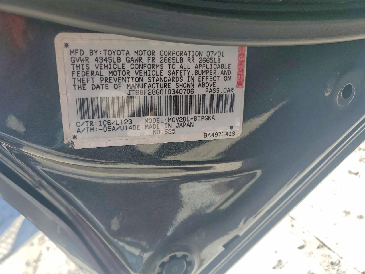 2001 Lexus Es 300 Charcoal vin: JT8BF28G010340706