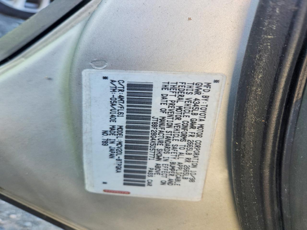 1999 Lexus Es 300 Gray vin: JT8BF28G4X5057771