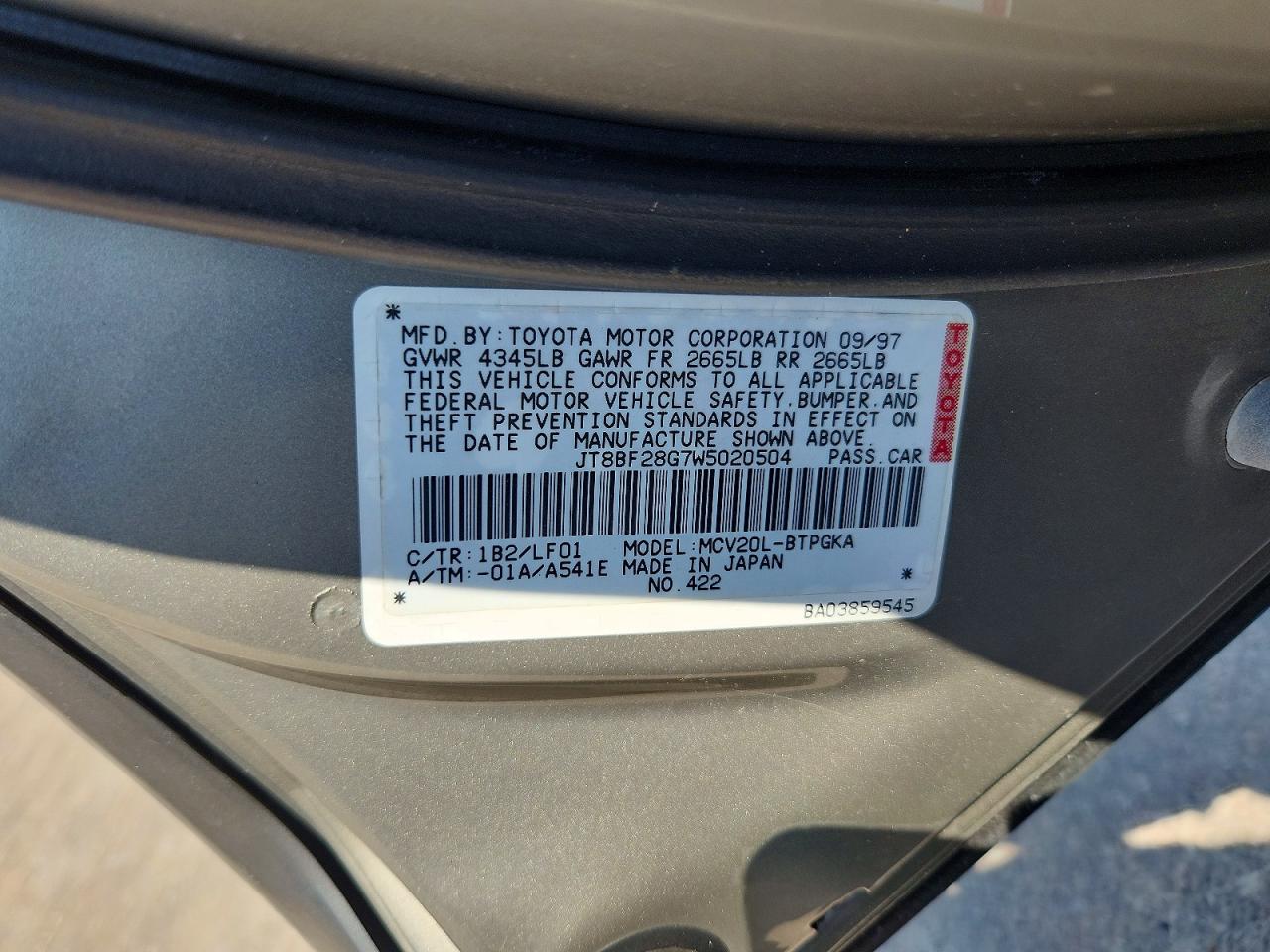 1998 Lexus Es 300 Gray vin: JT8BF28G7W5020504