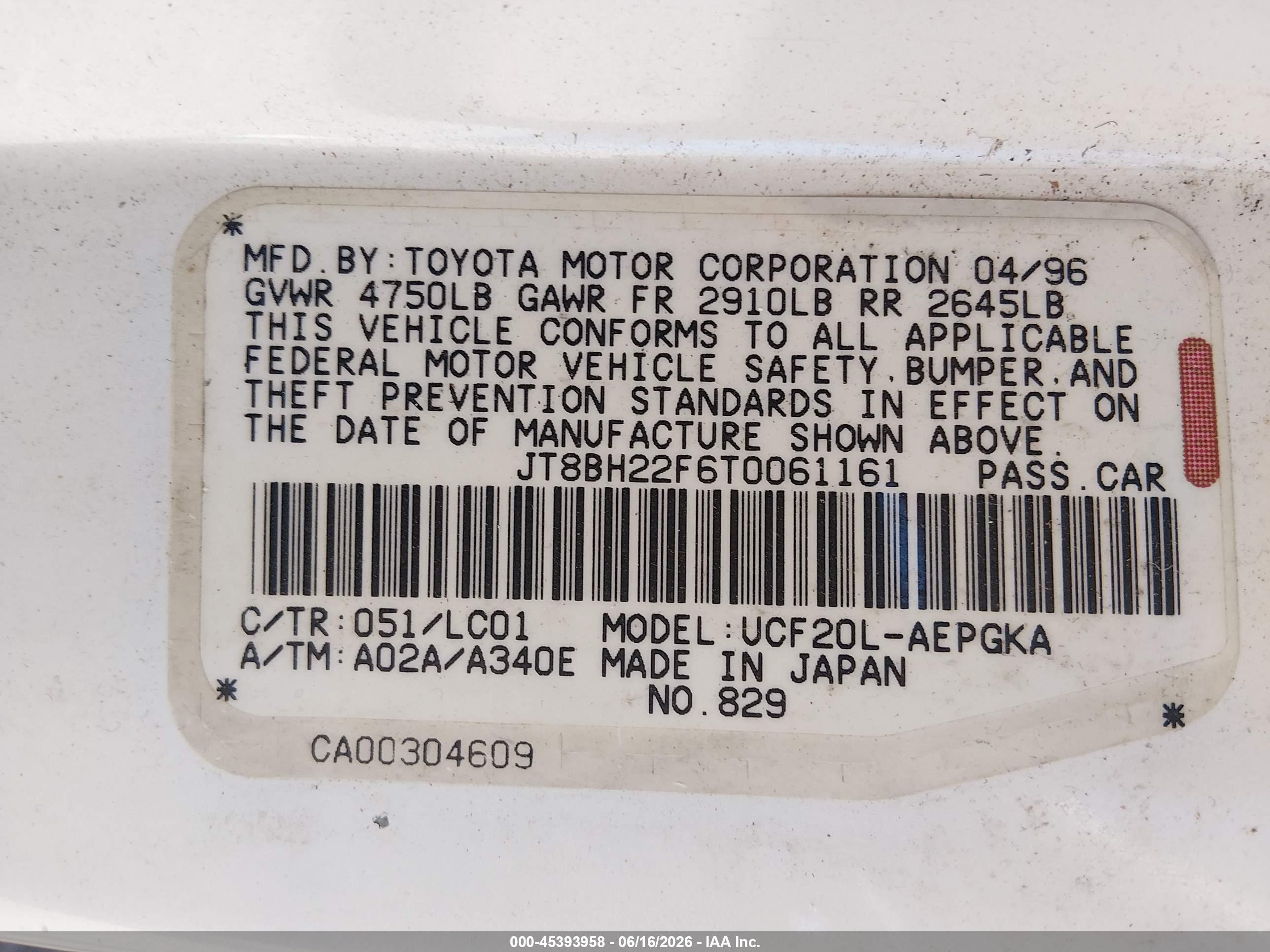 1996 Lexus Ls 400 White vin: JT8BH22F6T0061161