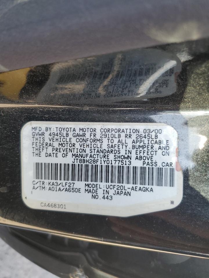 2000 Lexus Ls 400 Black vin: JT8BH28F1Y0177513