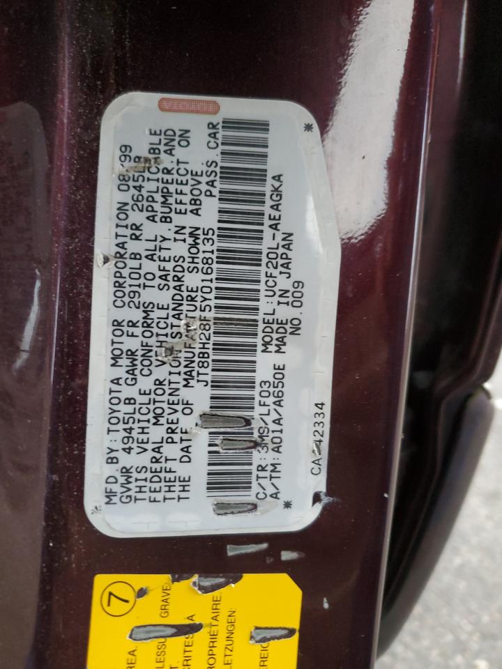 2000 Lexus Ls 400 Burgundy vin: JT8BH28F5Y0168135