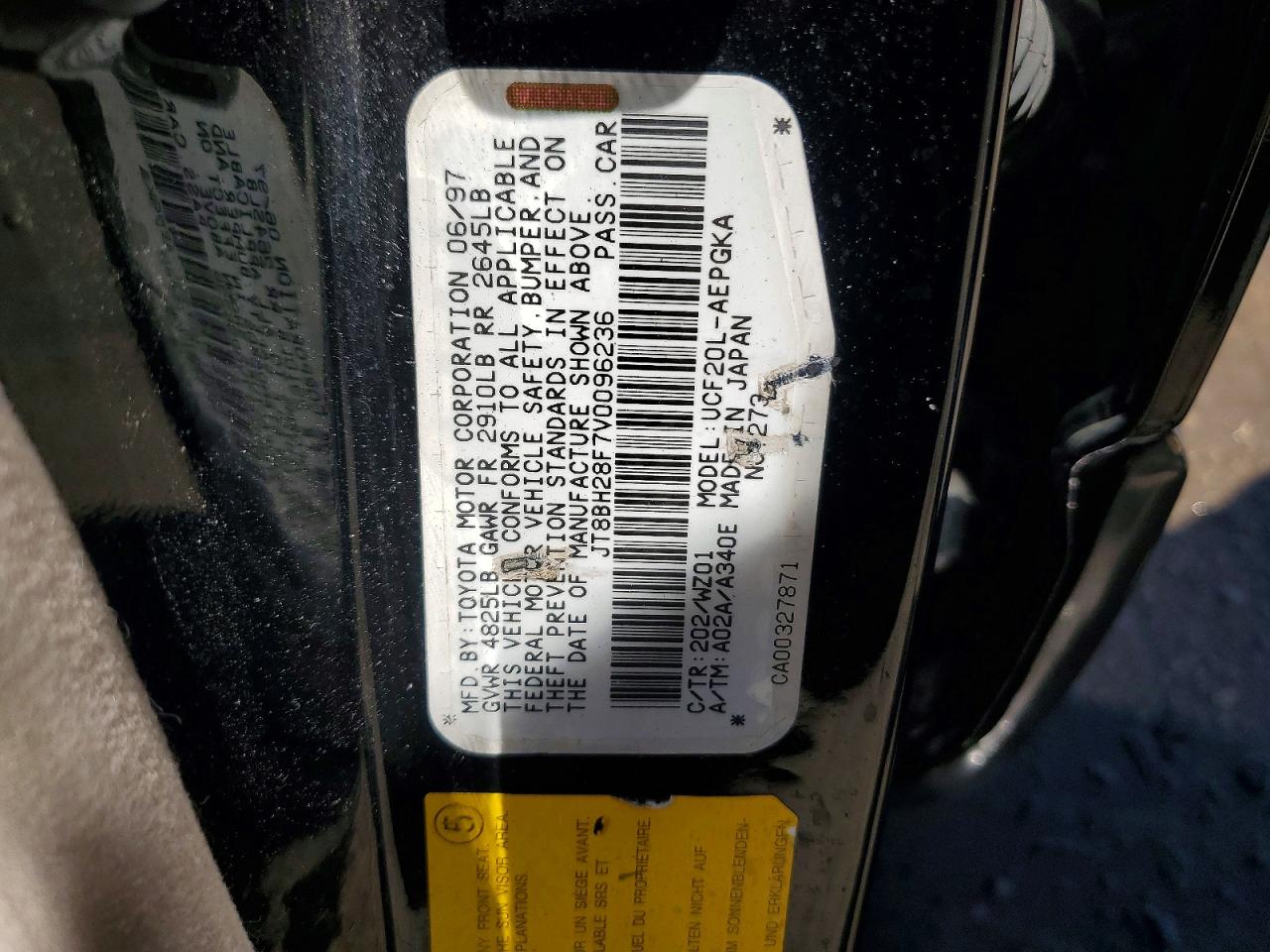 1997 Lexus Ls 400 Burn vin: JT8BH28F7V0096236
