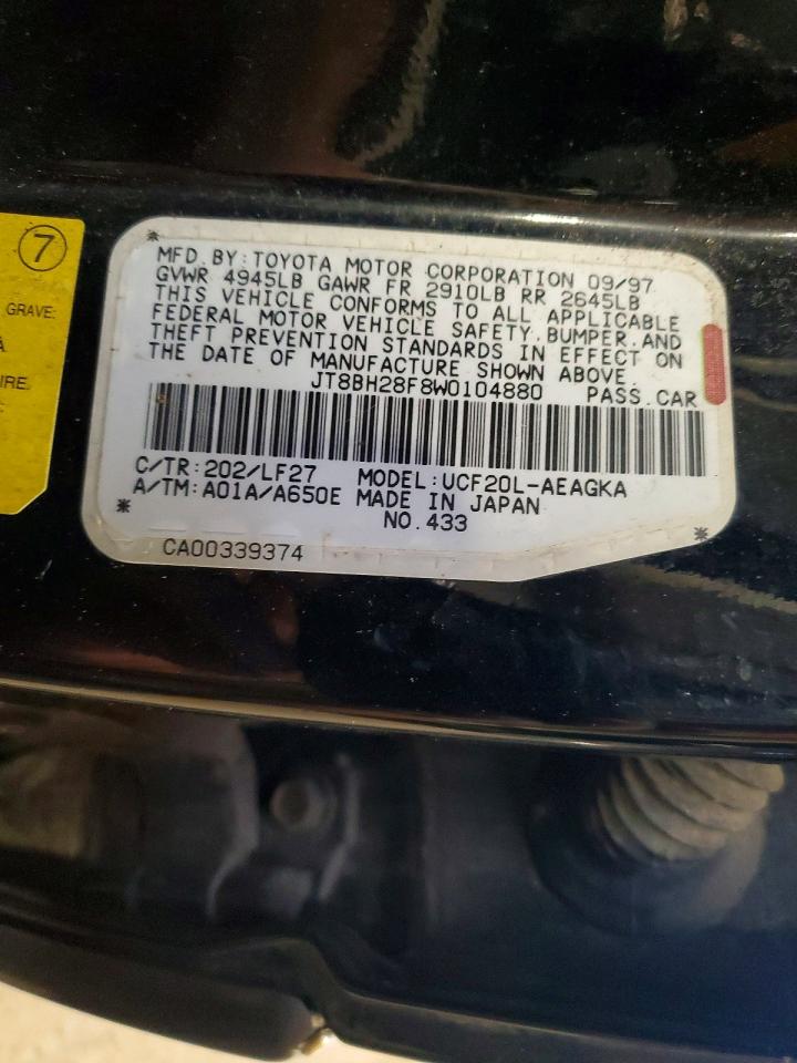 1998 Lexus Ls 400 Black vin: JT8BH28F8W0104880