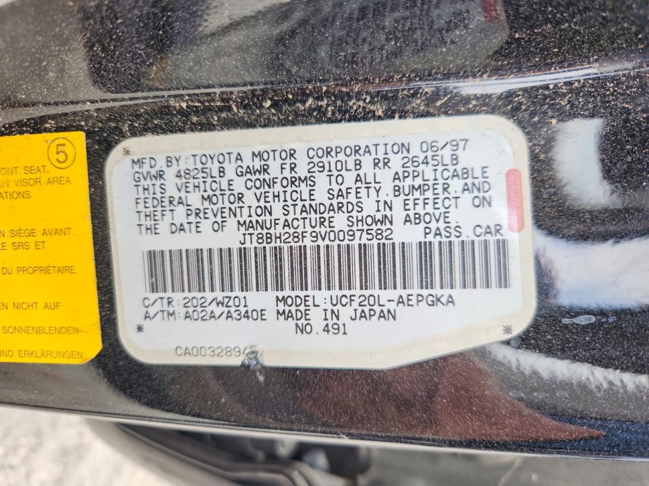 1997 Lexus Ls 400 Black vin: JT8BH28F9V0097582