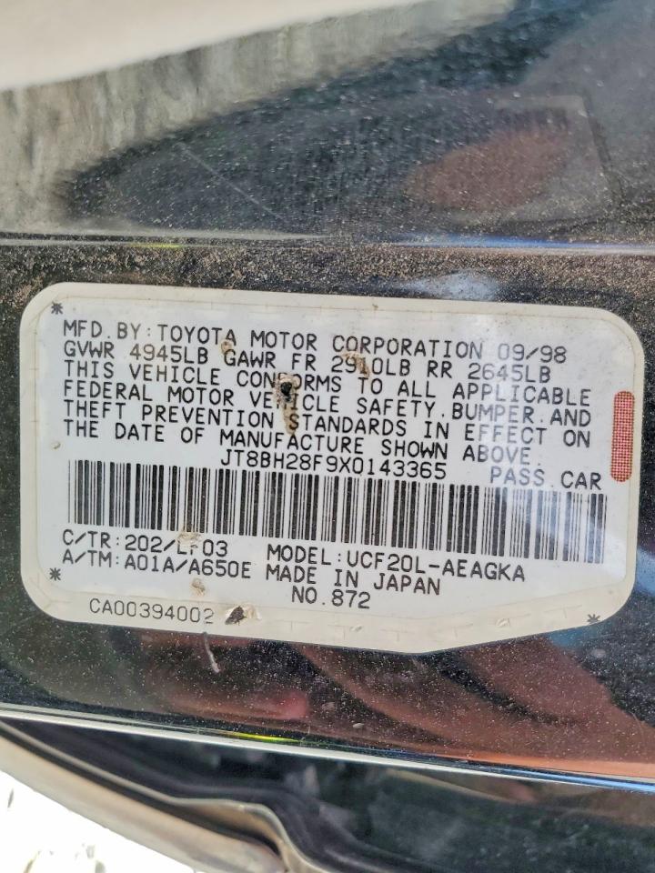 1999 Lexus Ls 400 Black vin: JT8BH28F9X0143365