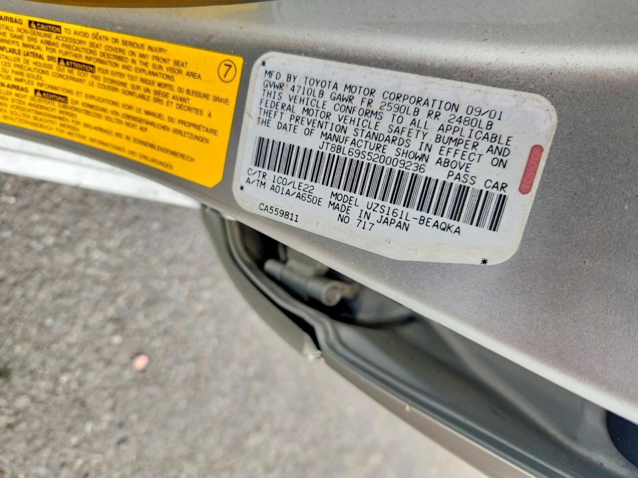 2002 Lexus Gs 430 Silver vin: JT8BL69S520009236