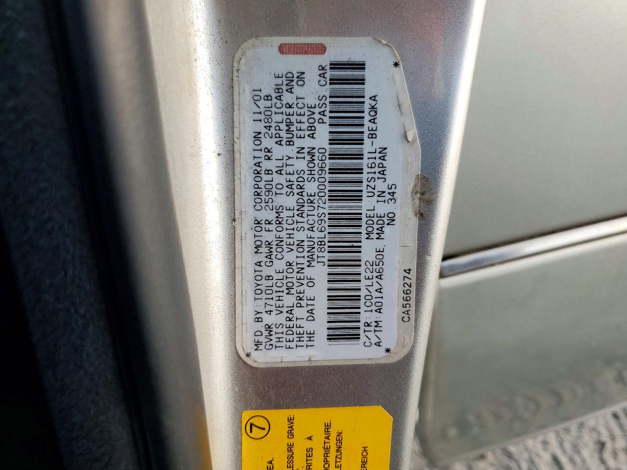 2002 Lexus Gs 430 Серебряный vin: JT8BL69S720009660