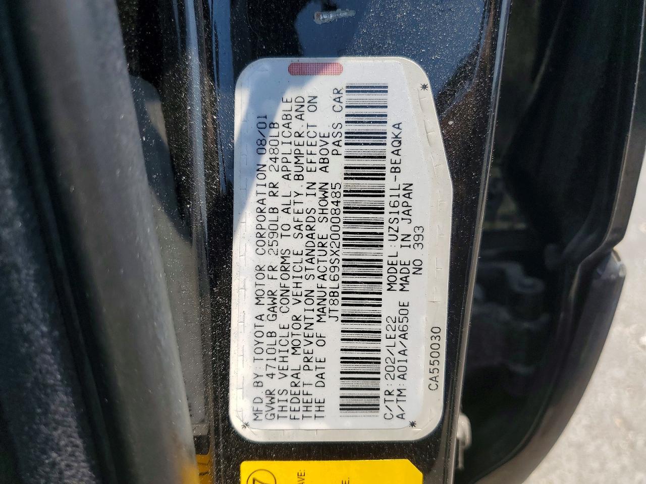 2002 Lexus Gs 430 Black vin: JT8BL69SX20008485