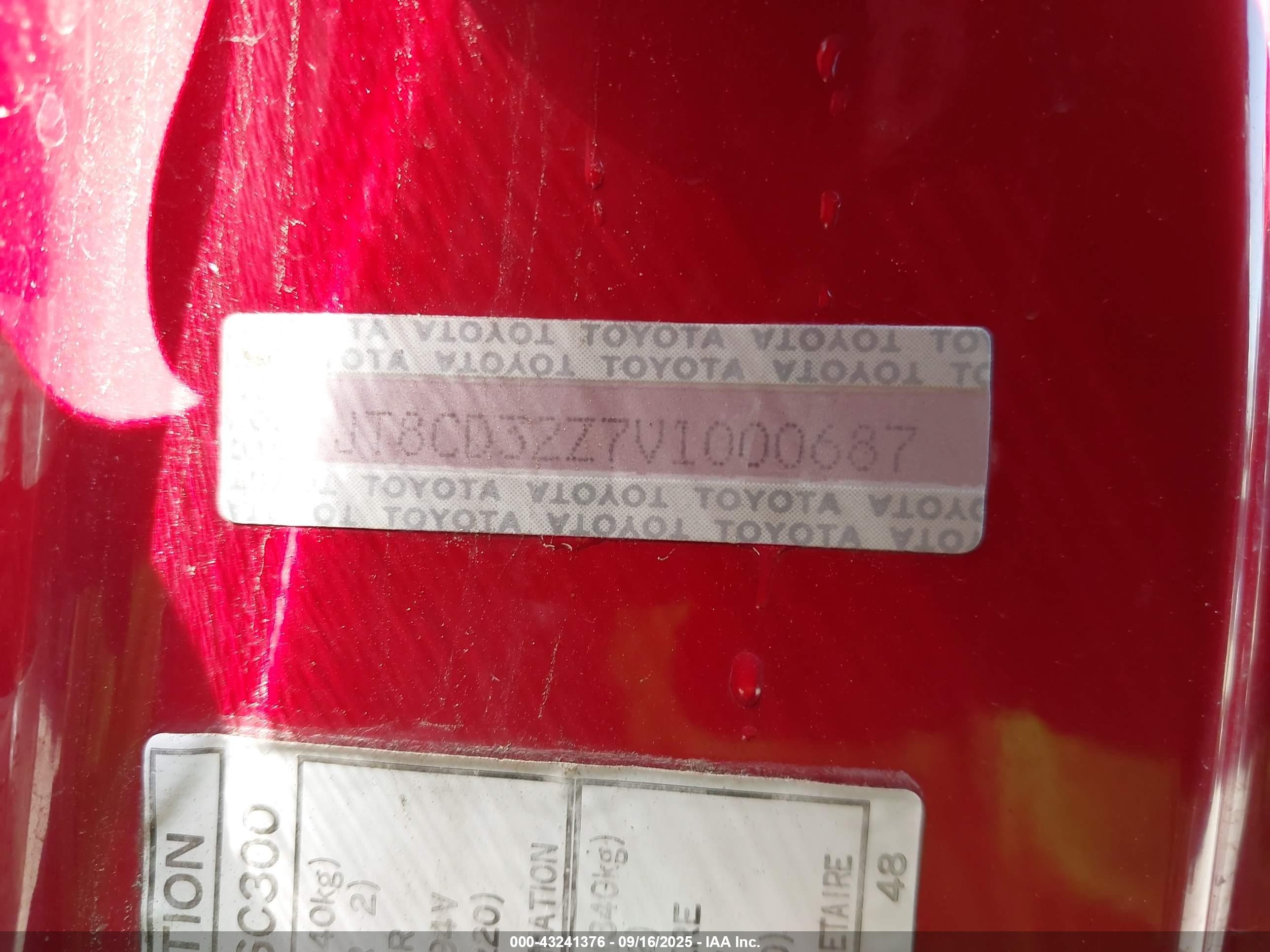 1997 Lexus Sc 300   Red vin: JT8CD32Z7V1000687