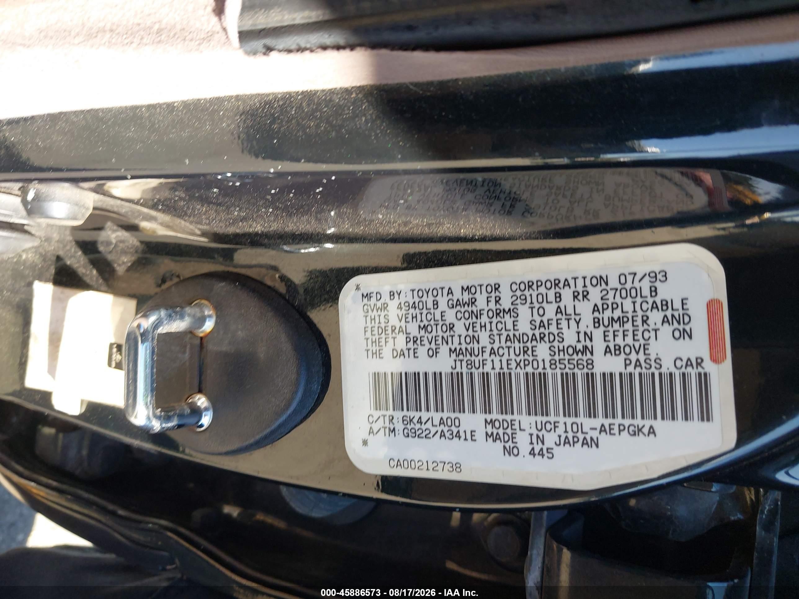 1993 Lexus Ls 400 Green vin: JT8UF11EXP0185568
