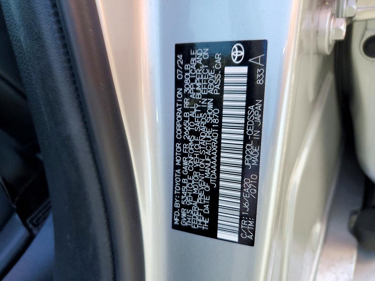2024 Toyota Mirai Xle Silver vin: JTDAAAAAXRA011870