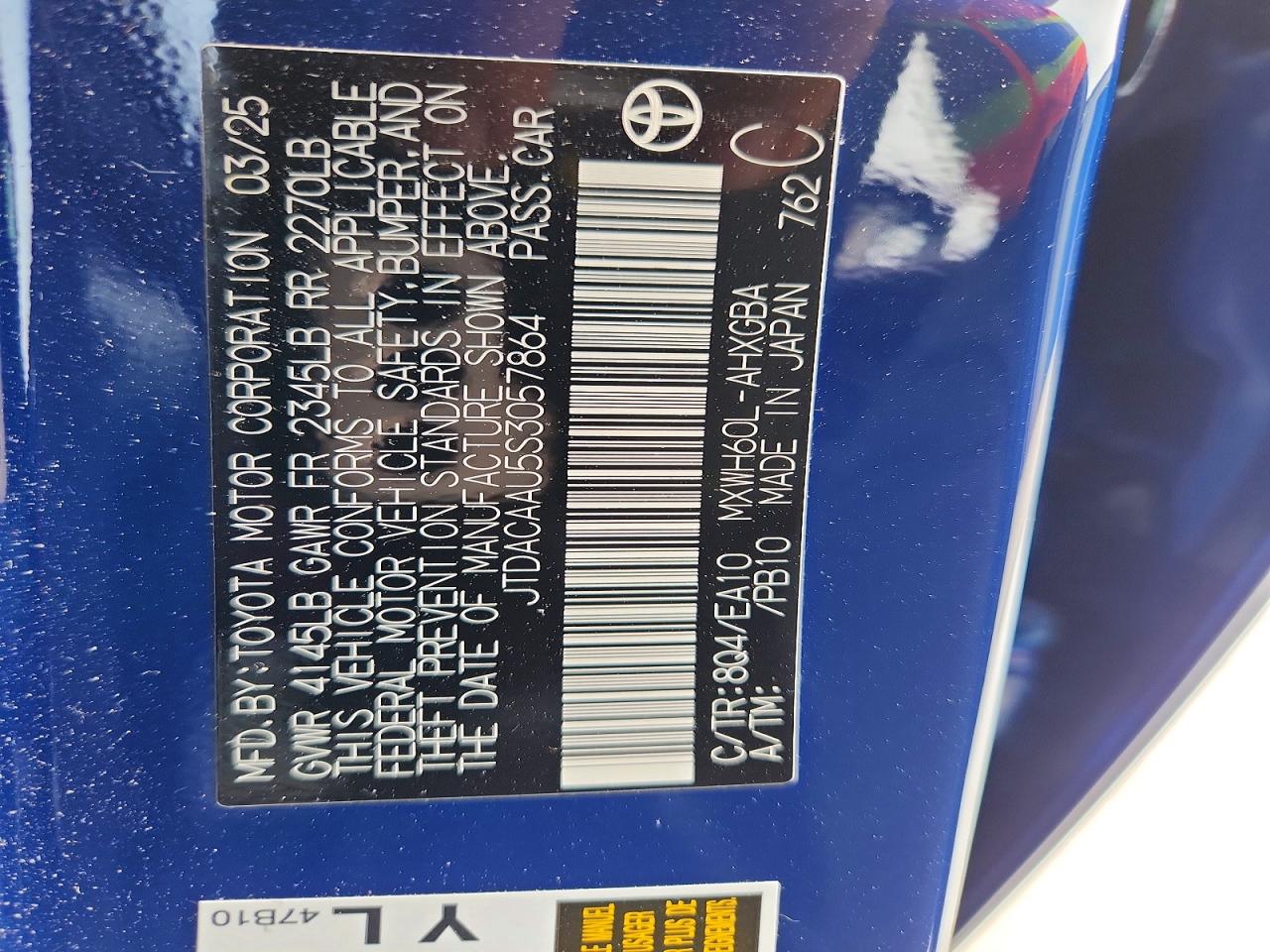 2025 Toyota Prius Xle Blue vin: JTDACAAU5S3057864