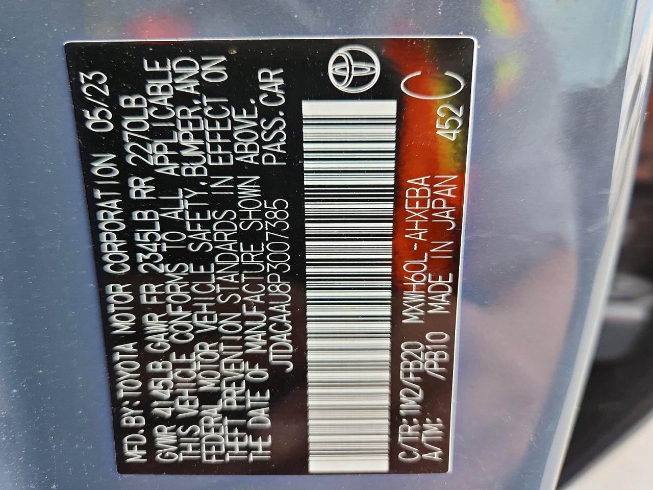 2023 Toyota Prius Le Gray vin: JTDACAAU8P3007385