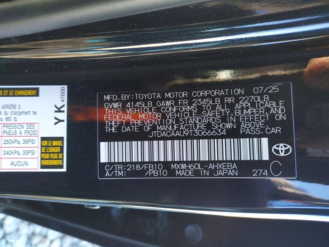 2026 Toyota Prius Le Black vin: JTDACAAU9T3066634