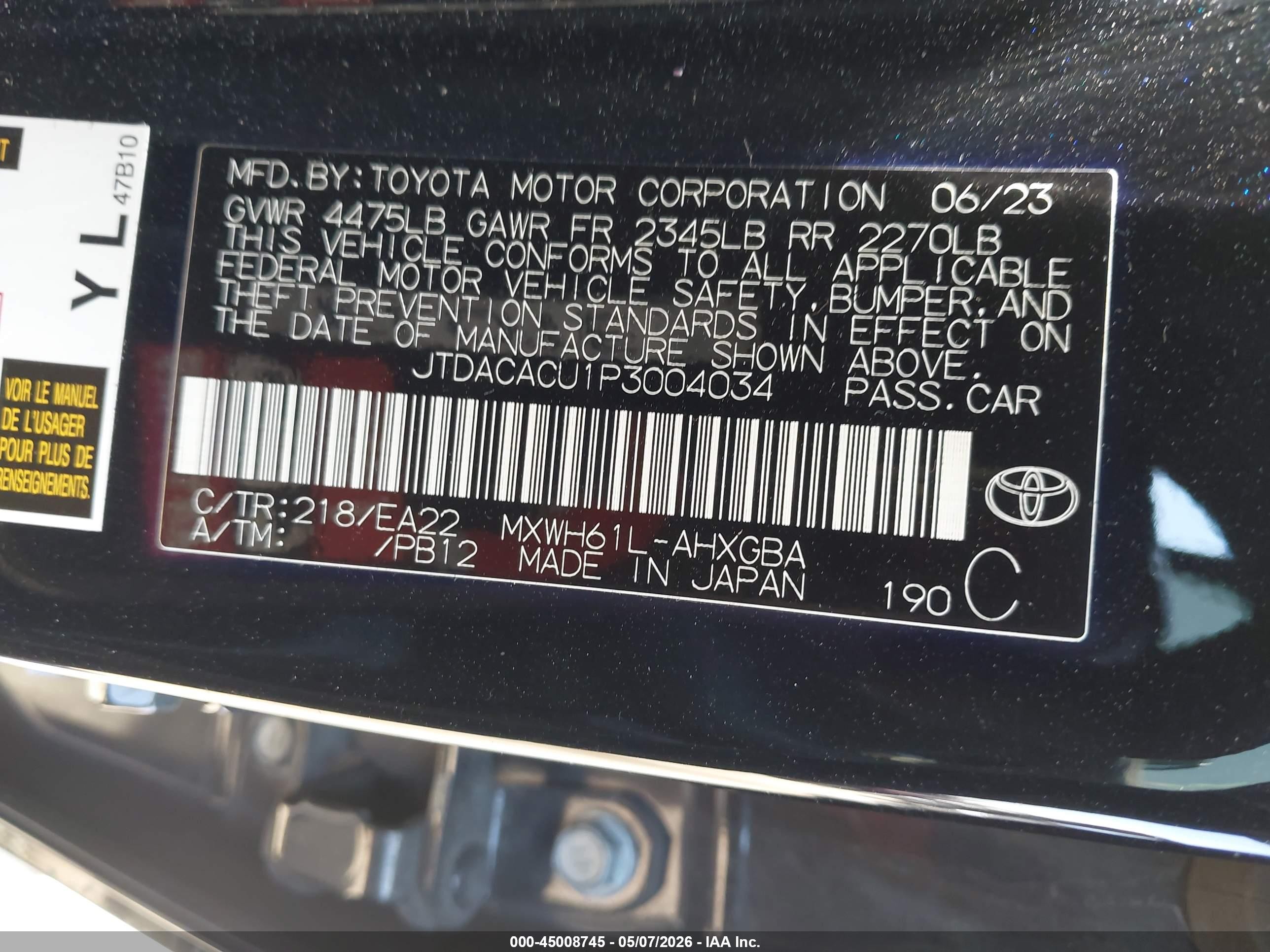 2023 Toyota Prius Prime Xse Black vin: JTDACACU1P3004034