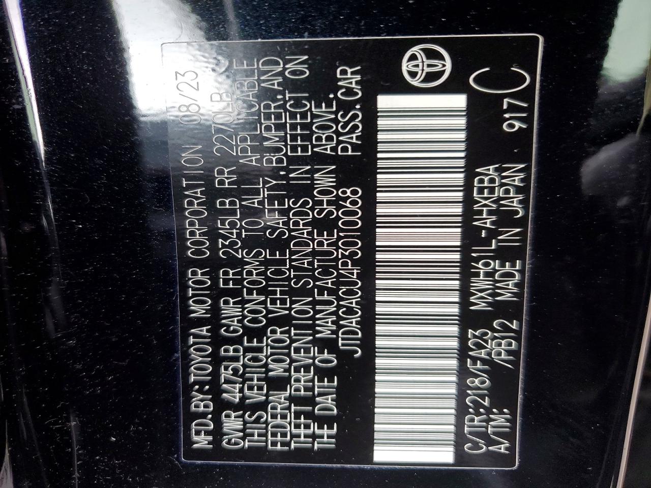 2023 Toyota Prius Prime Se Black vin: JTDACACU4P3010068