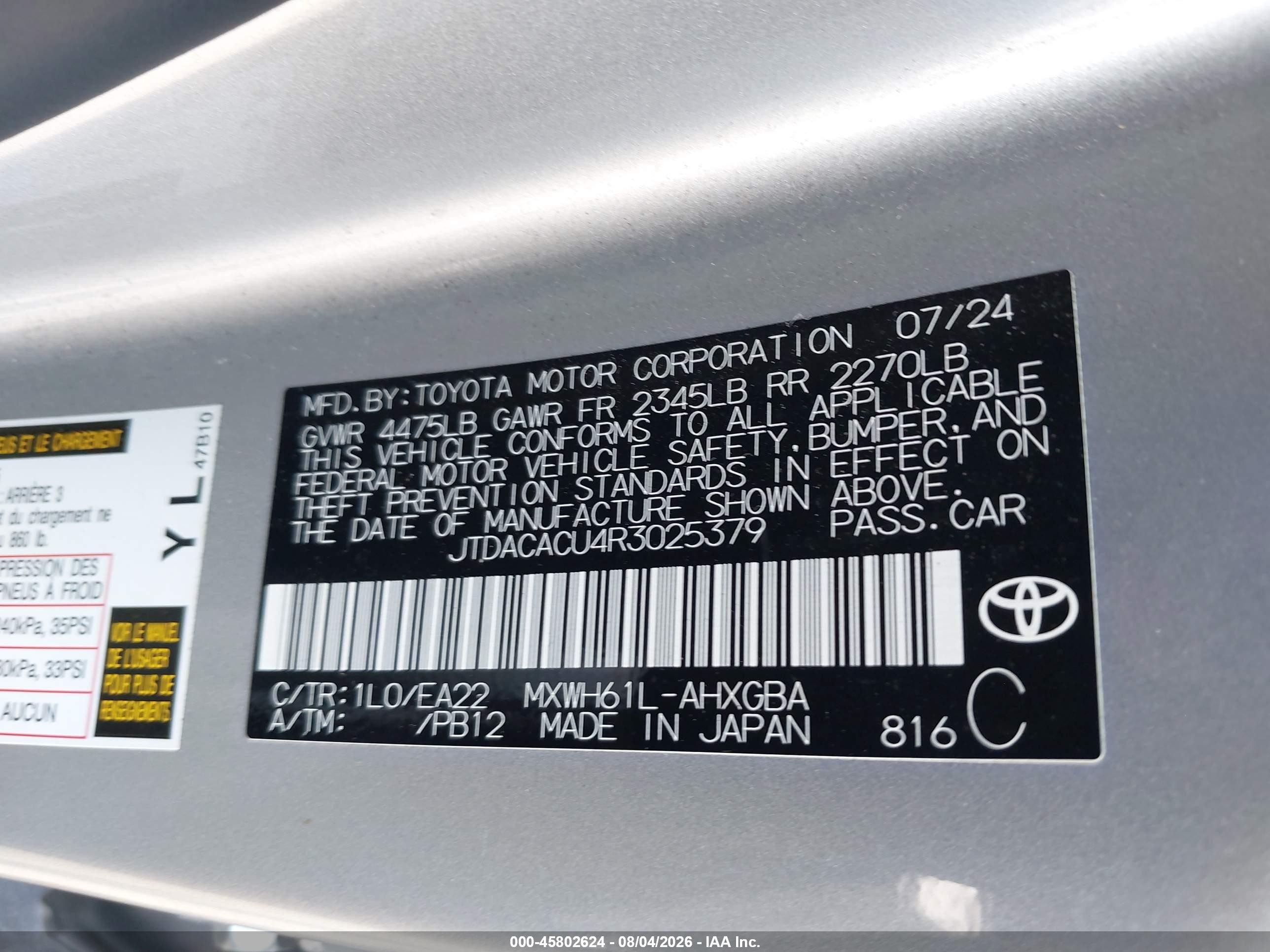 2024 Toyota Prius Prime Xse Silver vin: JTDACACU4R3025379
